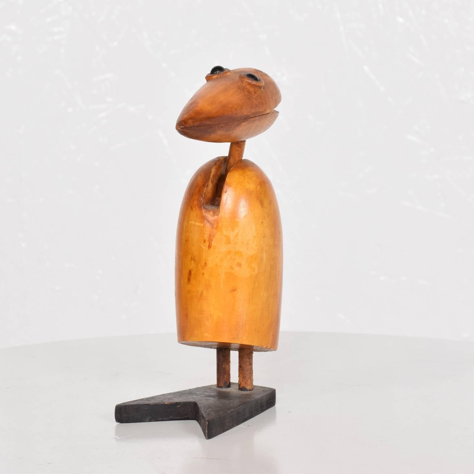 1950s Wooden Bird Figurine Clip, Midcentury 1