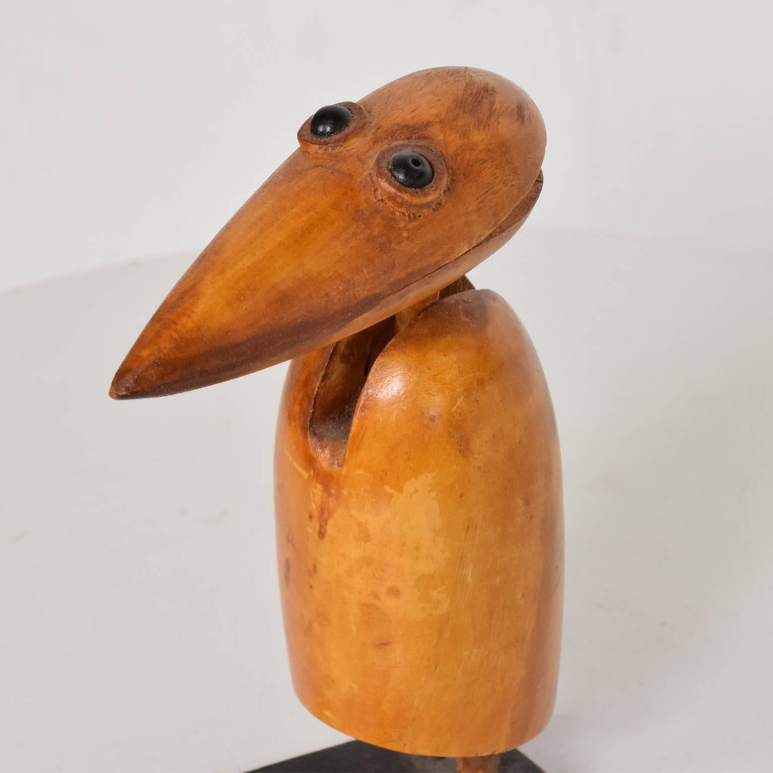 1950s Wooden Bird Figurine Clip, Midcentury 2