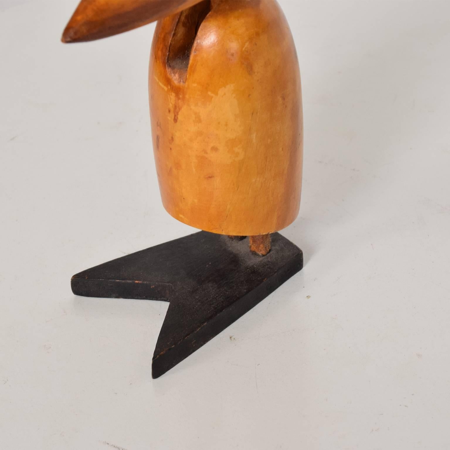 1950s Wooden Bird Figurine Clip, Midcentury 3