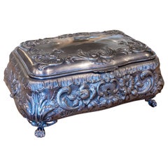 1950s Wooden Box with Silver Lined 800 Thousandth Silver Frame