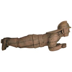 Scultura di uomo del fuoco in legno intagliato a carosello, Wilhelm Hennecke Germania, anni '50