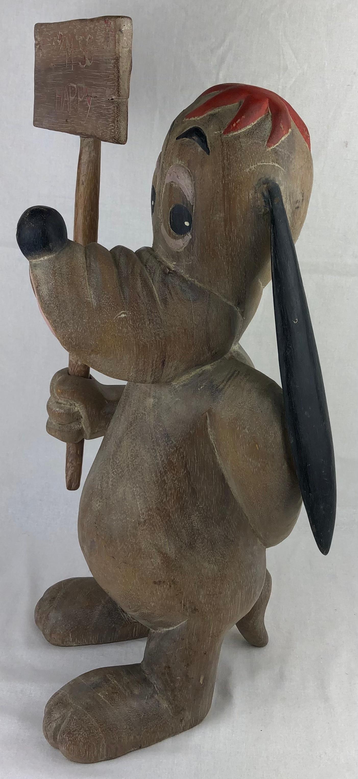 American 1950s Wooden Disney Droopy Sculpture