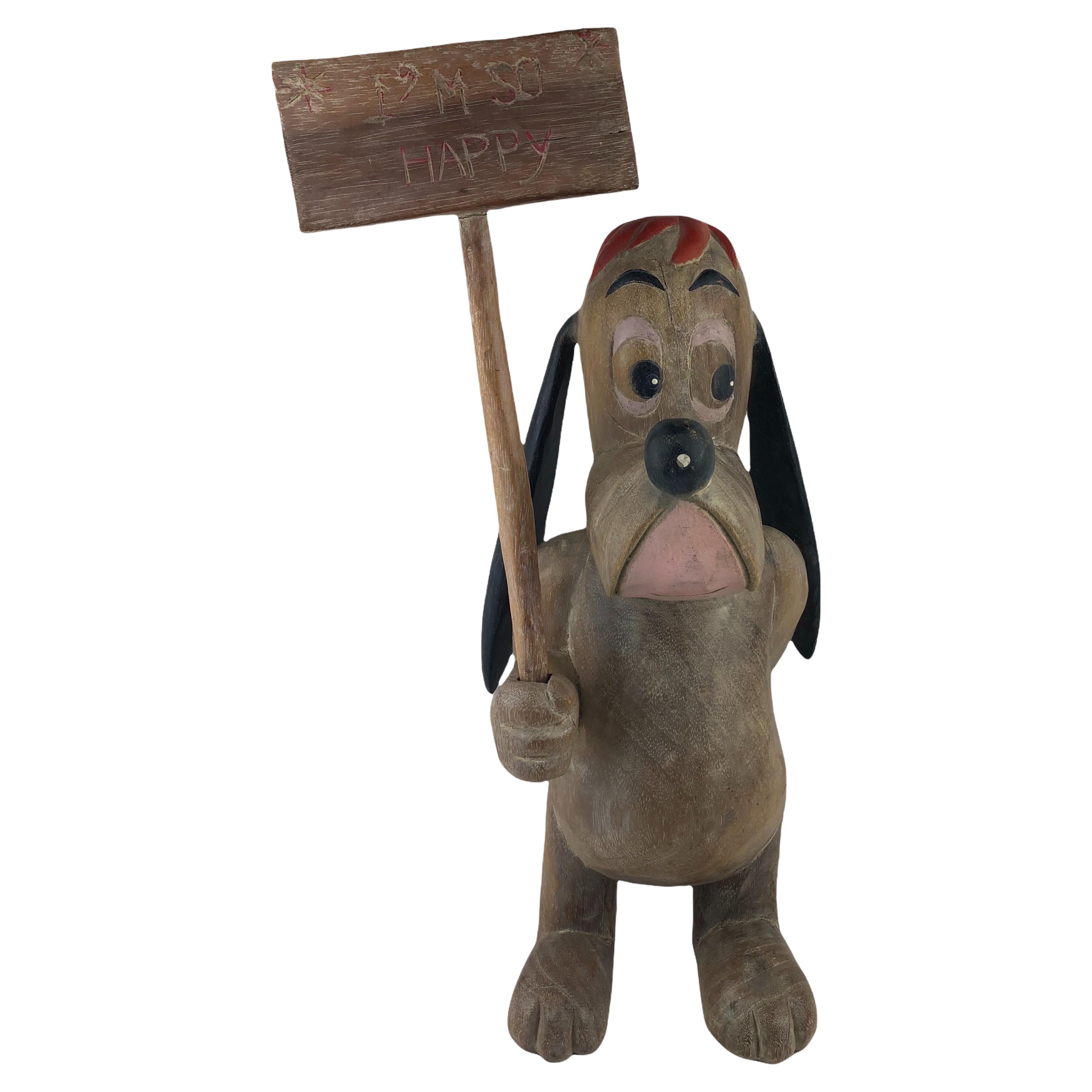 1950s Wooden Disney Droopy Sculpture
