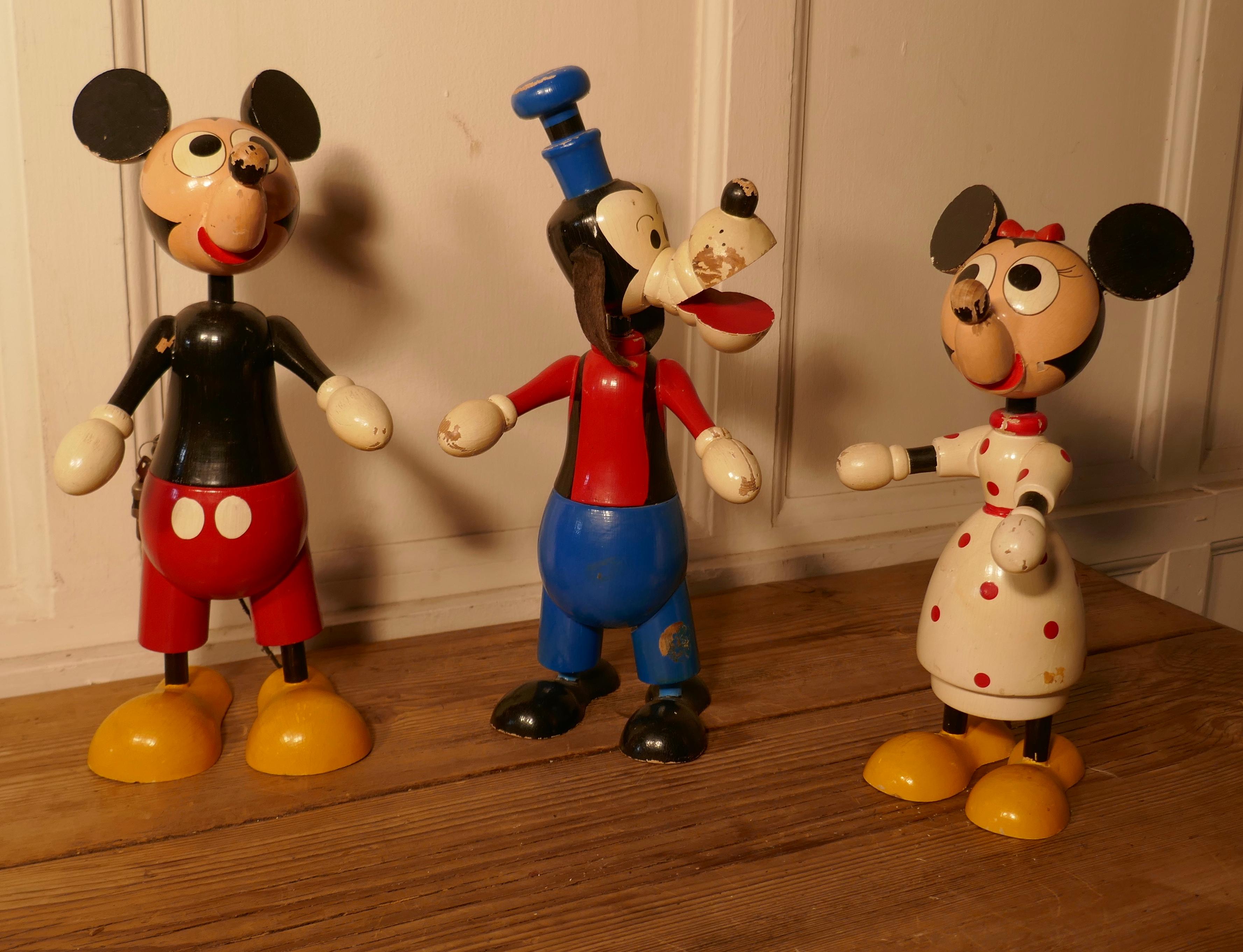 American Colonial 1950s Wooden Disney Goofy Mouse Money Box