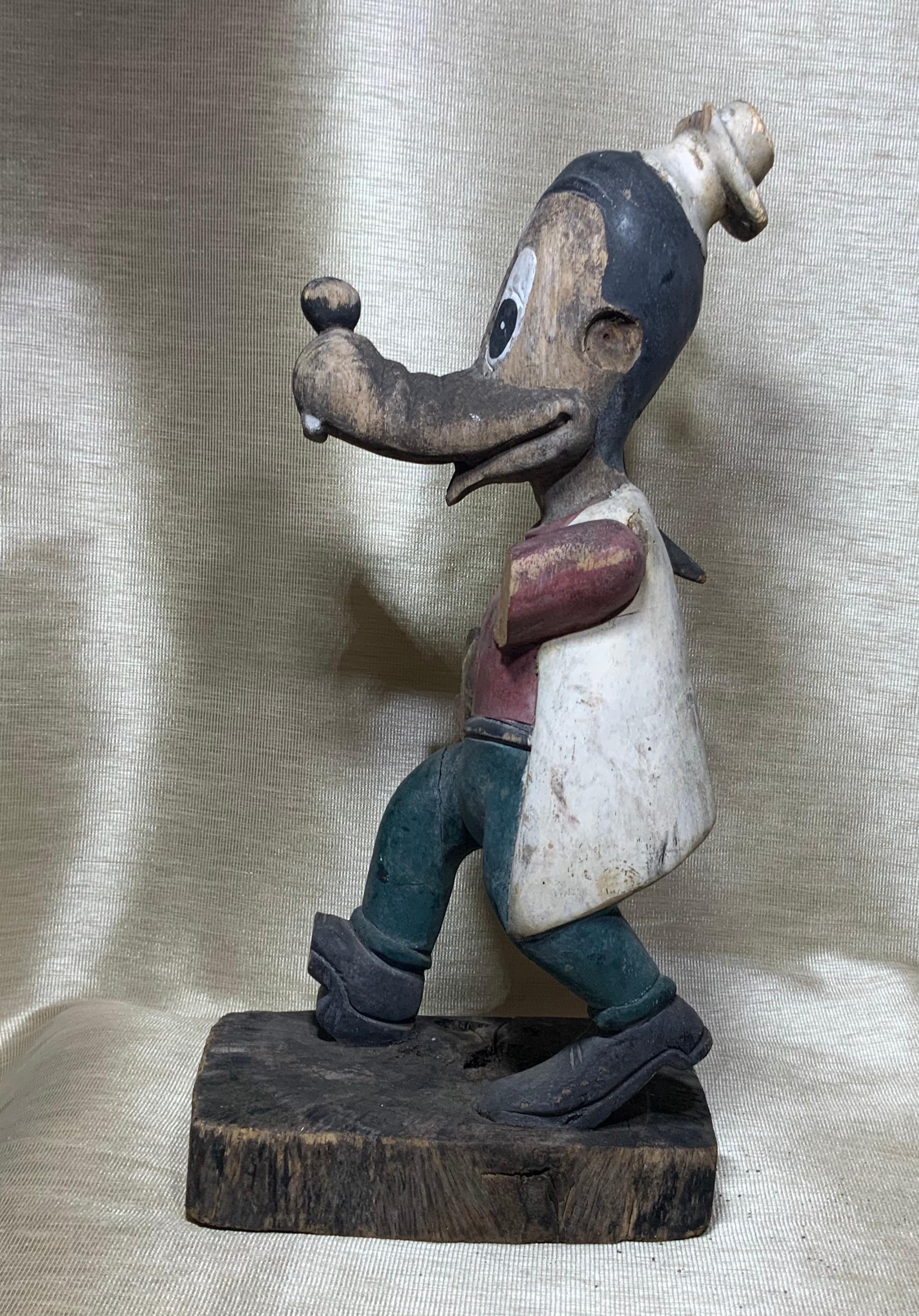 1950s Wooden Disney Goofy Mouse Sculpture 1