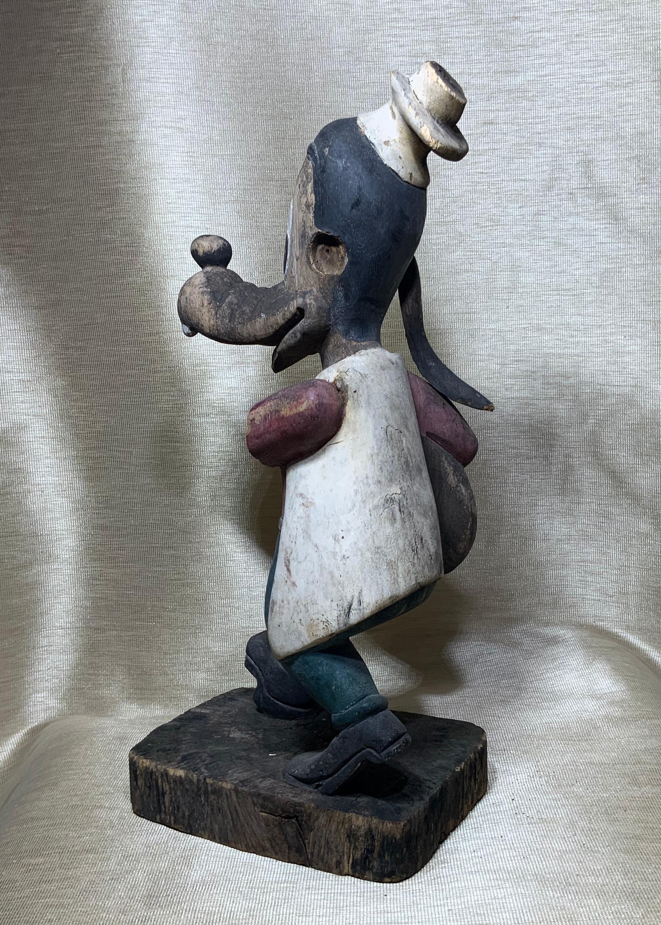 Mid-20th Century 1950s Wooden Disney Goofy Mouse Sculpture