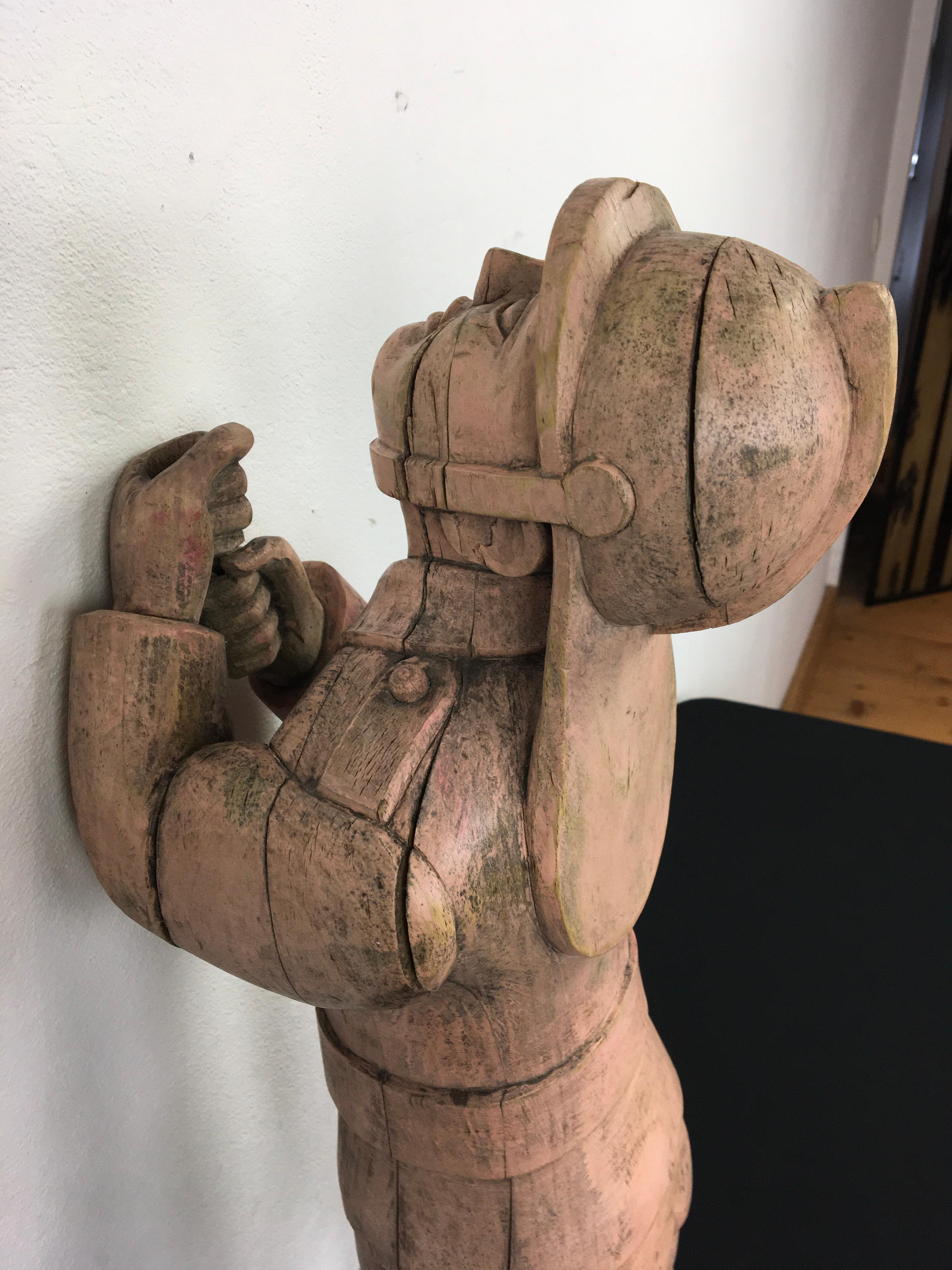 1950s Wooden Fireman Sculpture  For Sale 11
