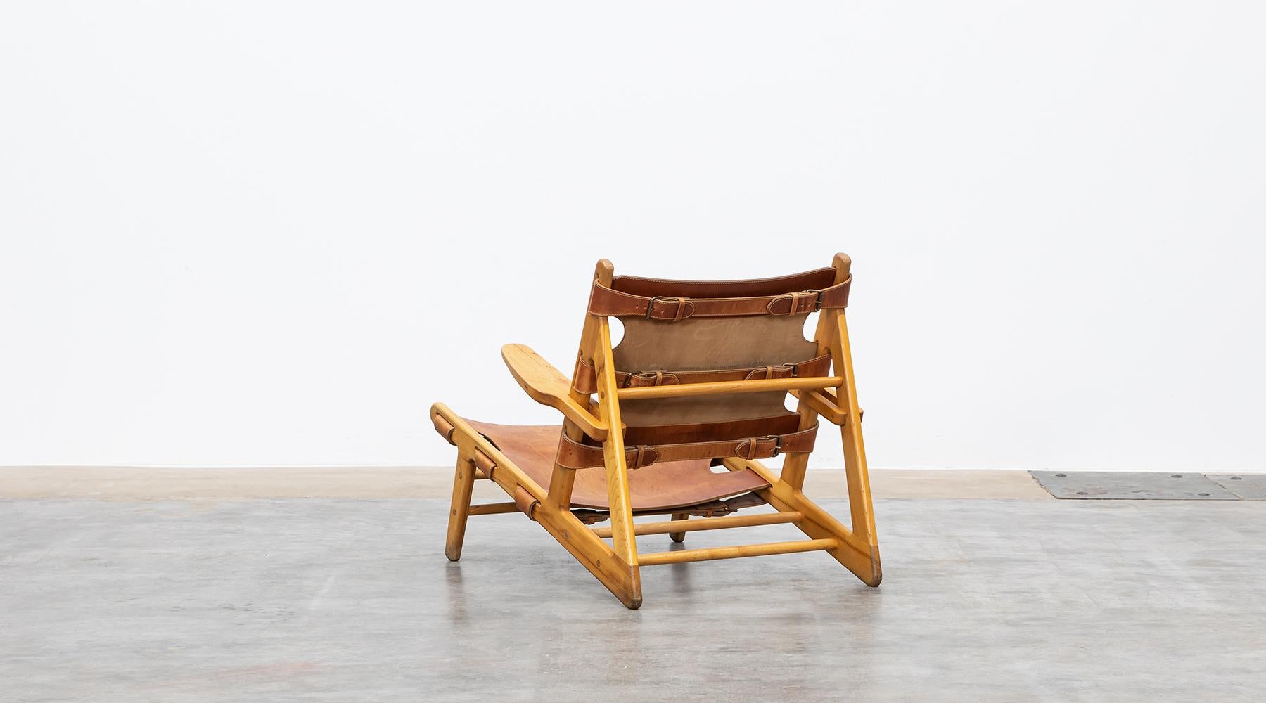 1950s Wooden Frame with Leather Lounge Chairs by Borge Mogensen For Sale 4