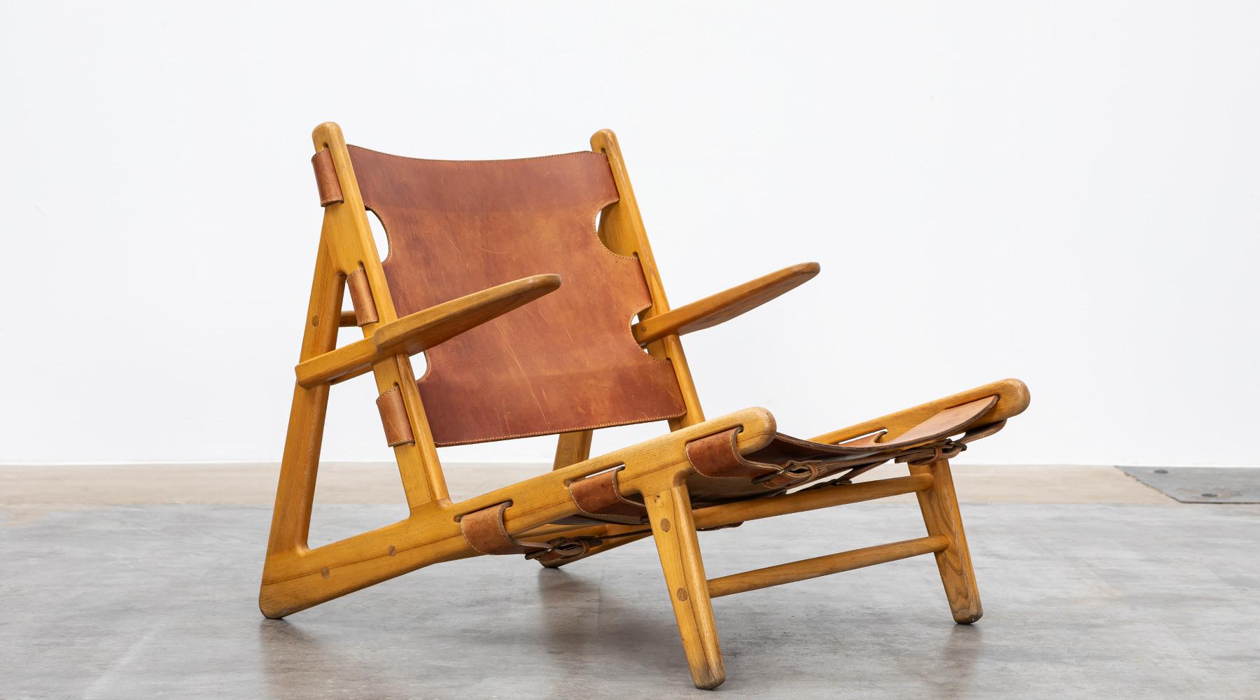 1950s Wooden Frame with Leather Lounge Chairs by Borge Mogensen For Sale 9