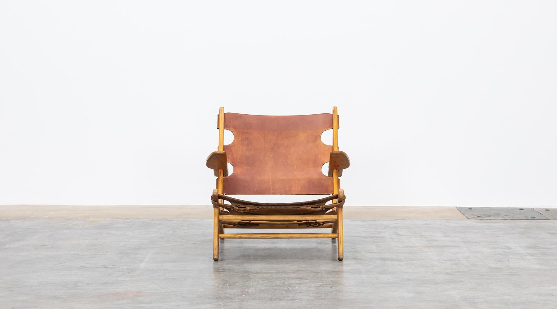 Danish 1950s Wooden Frame with Leather Lounge Chairs by Borge Mogensen For Sale