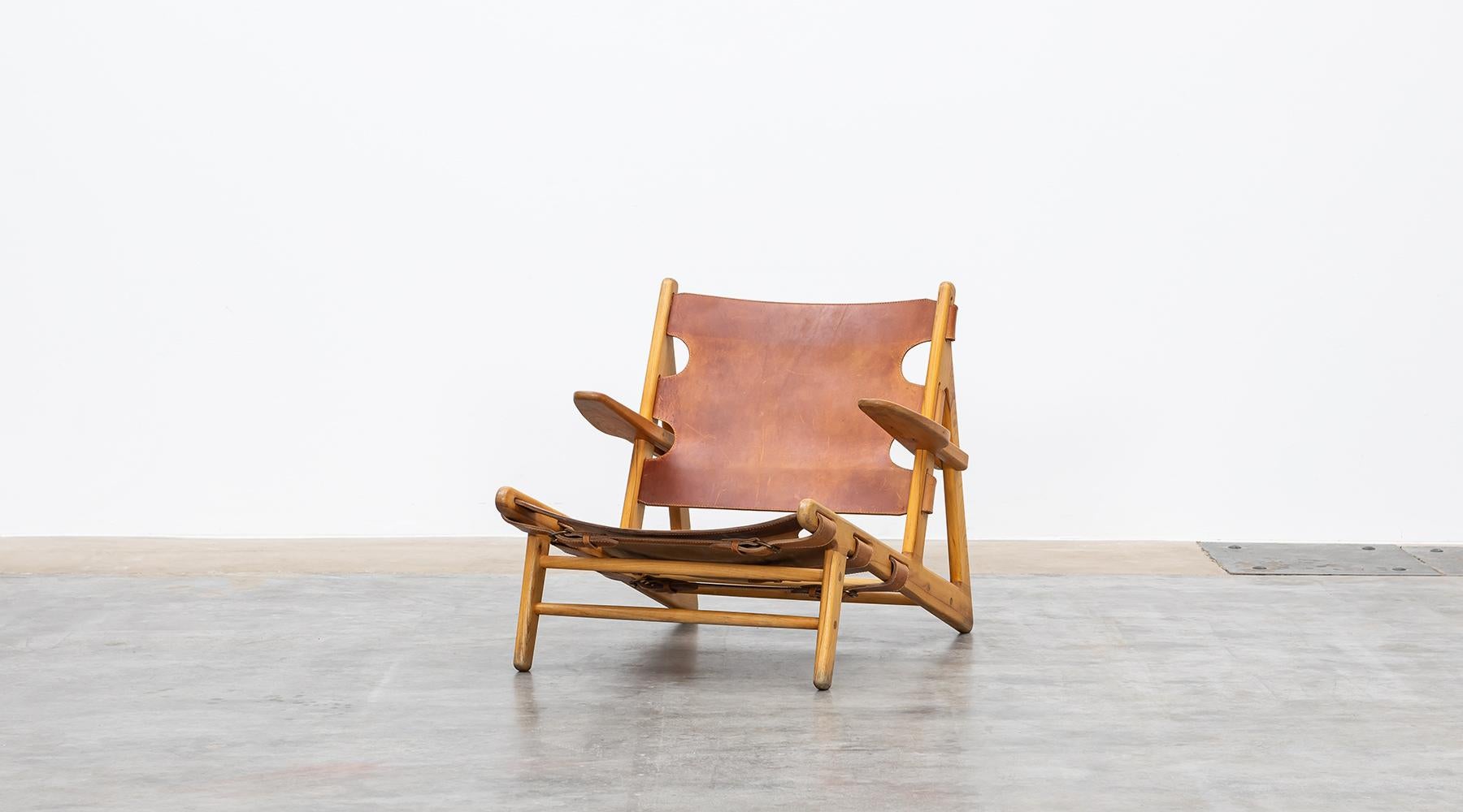 1950s Wooden Frame with Leather Lounge Chairs by Borge Mogensen In Good Condition For Sale In Frankfurt, Hessen, DE