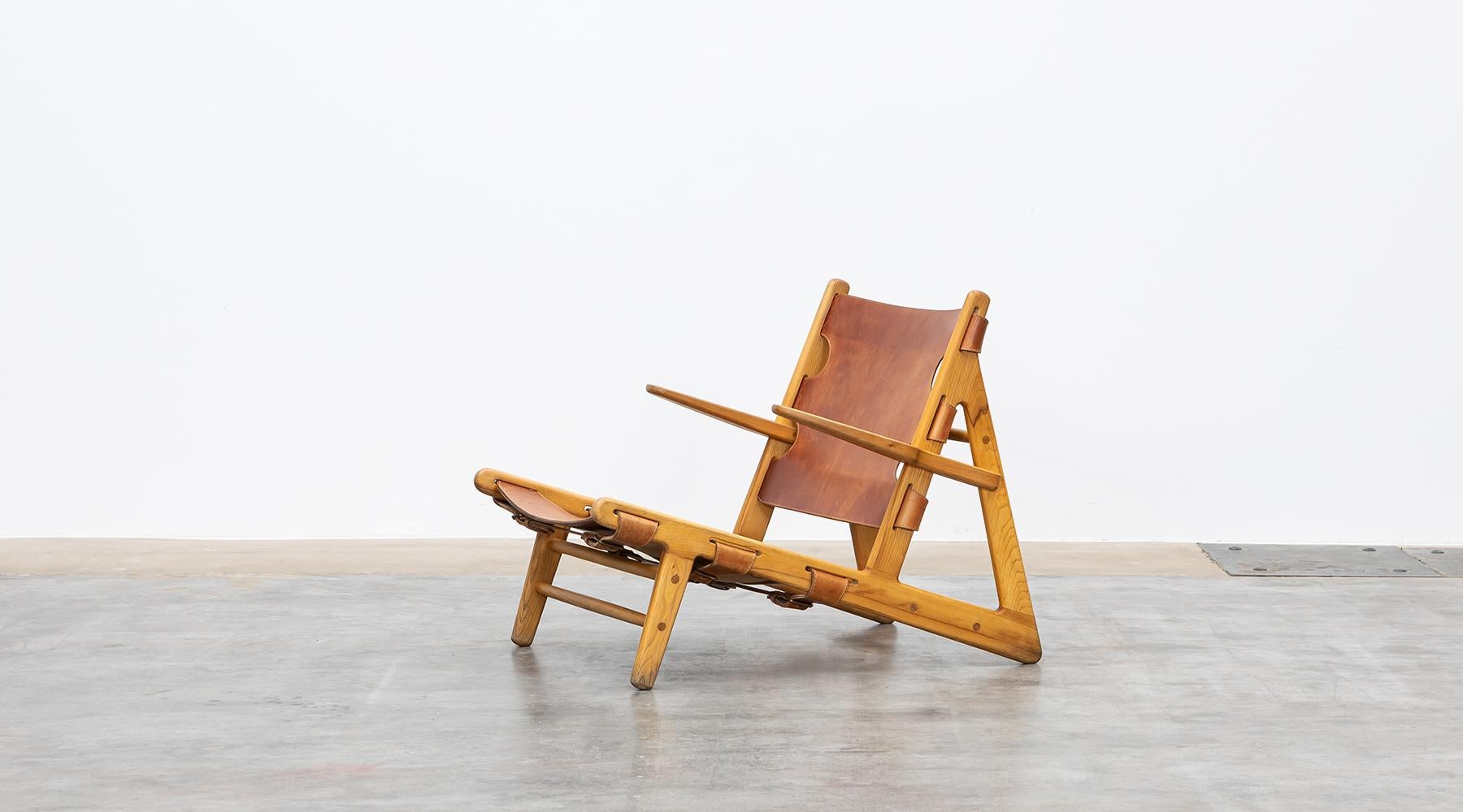 1950s Wooden Frame with Leather Lounge Chairs by Borge Mogensen For Sale 1