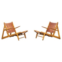 1950s Wooden Frame with Leather Lounge Chairs by Borge Mogensen