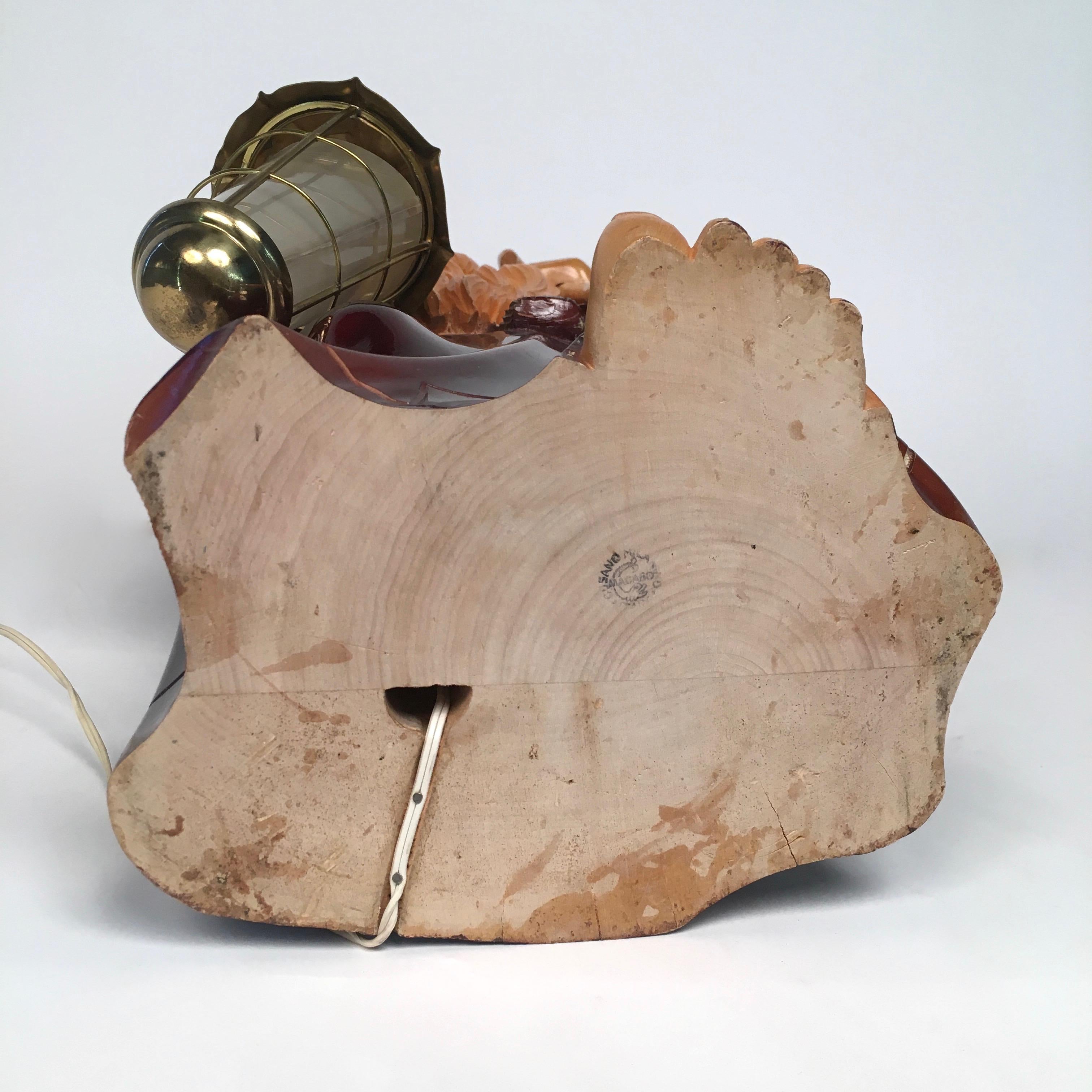 Lampe en bois de moine des années 1950 par Aldo Tura, signée Macabo, Italie, milieu du siècle dernier en vente 1