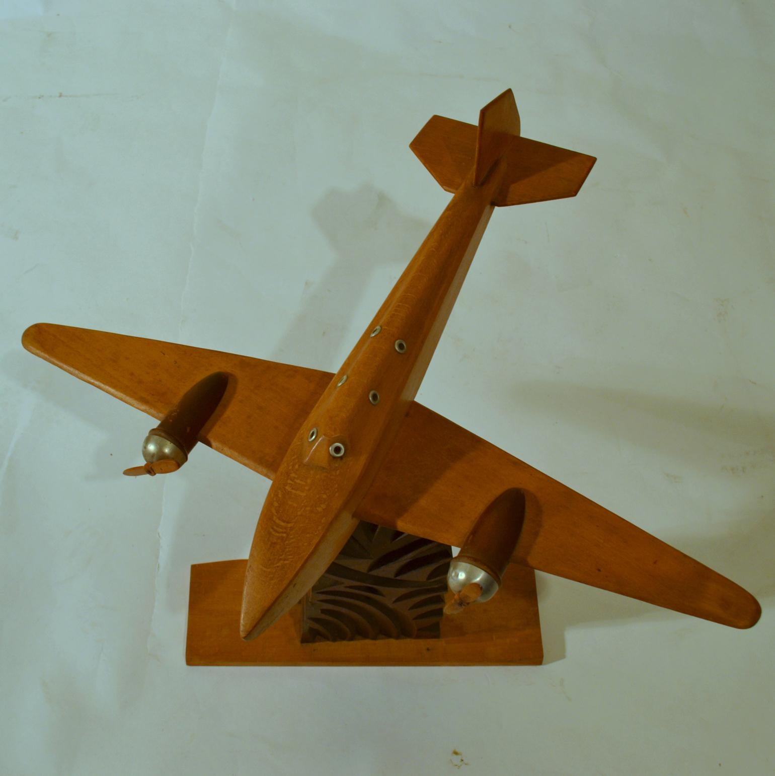 1950s Wooden Airplane Model Sculpture In Excellent Condition In London, GB