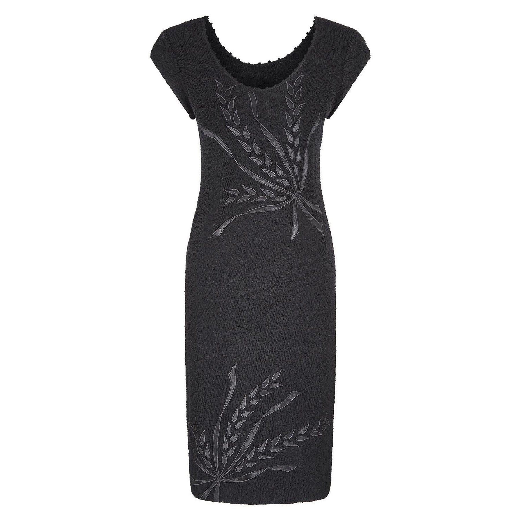 Vestido camisero con apliques de lana y satén de los años 50 en venta