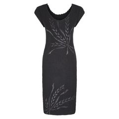 1950s Wool and Satin Applique-Work Shift Dress