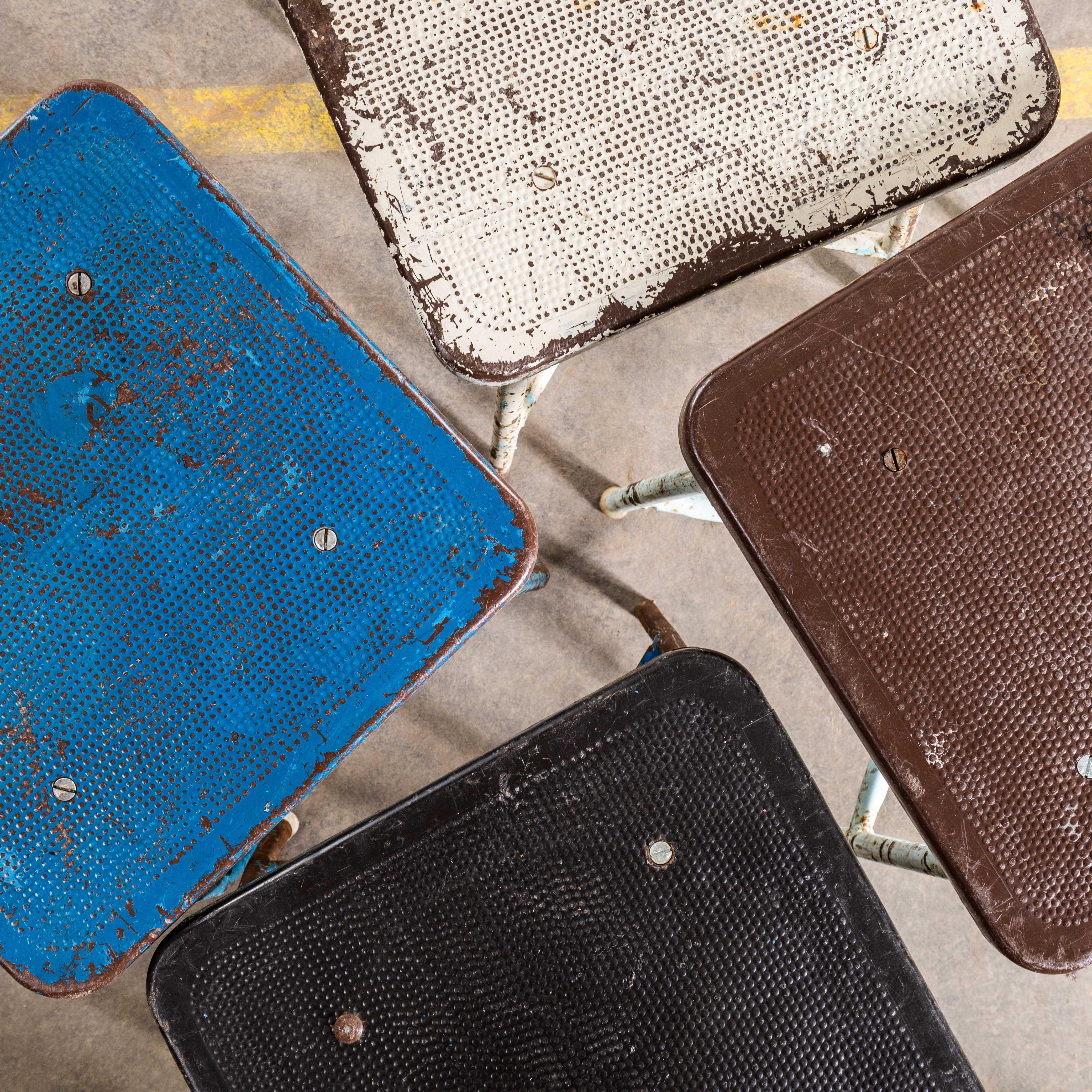 Steel 1950's Workshop Stools Original Bakelite Seats For Sale