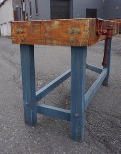 1950s Worktable with Two Vises