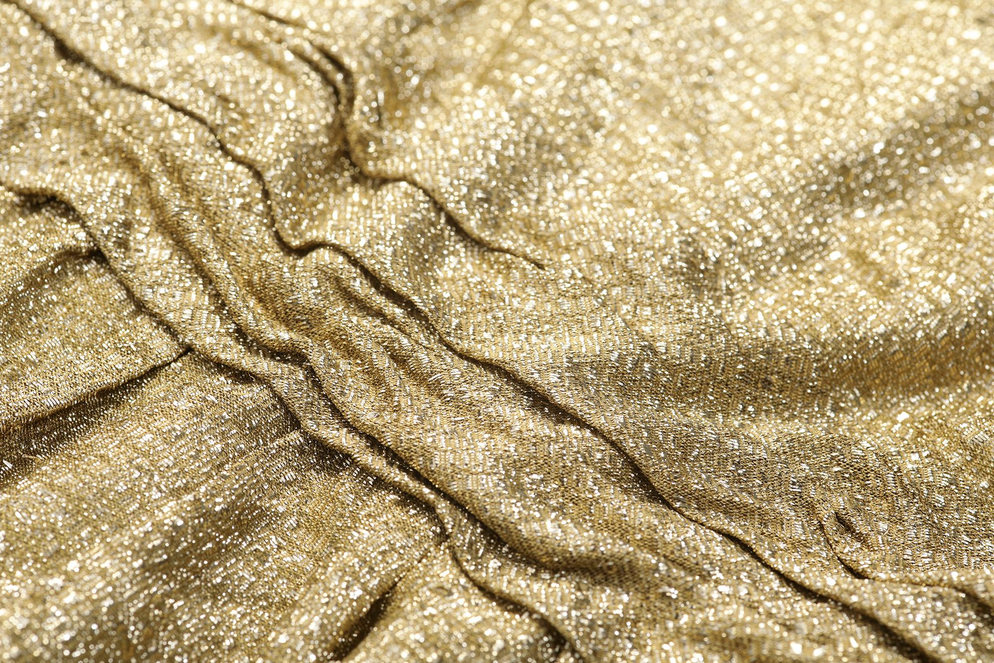 Women's 1950s Worth British Haute Couture Gold Lamé Cocktail Dress with Cape