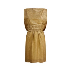 Vintage 1950s Worth British Haute Couture Gold Lamé Cocktail Dress with Cape