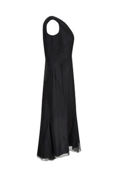 1950s Worth Demi Couture Black Silk Chiffon Dress