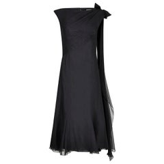 1950s Worth Demi Couture Black Silk Chiffon Dress