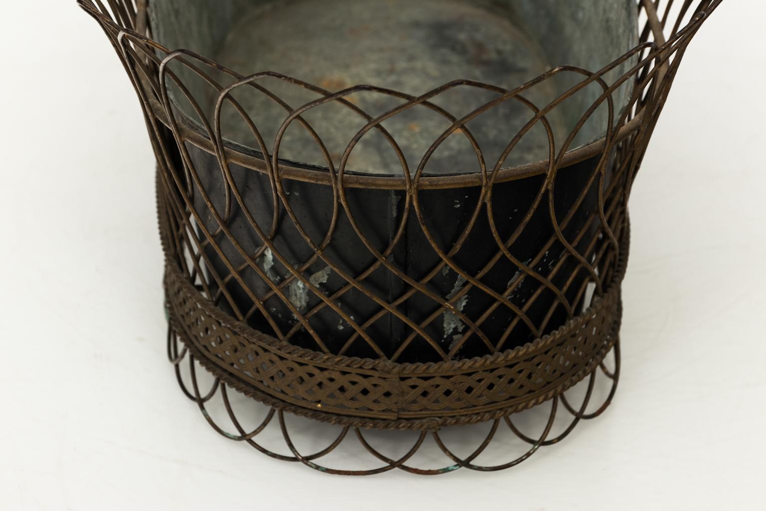 20th Century 1950s Woven Wire Decorative Basket
