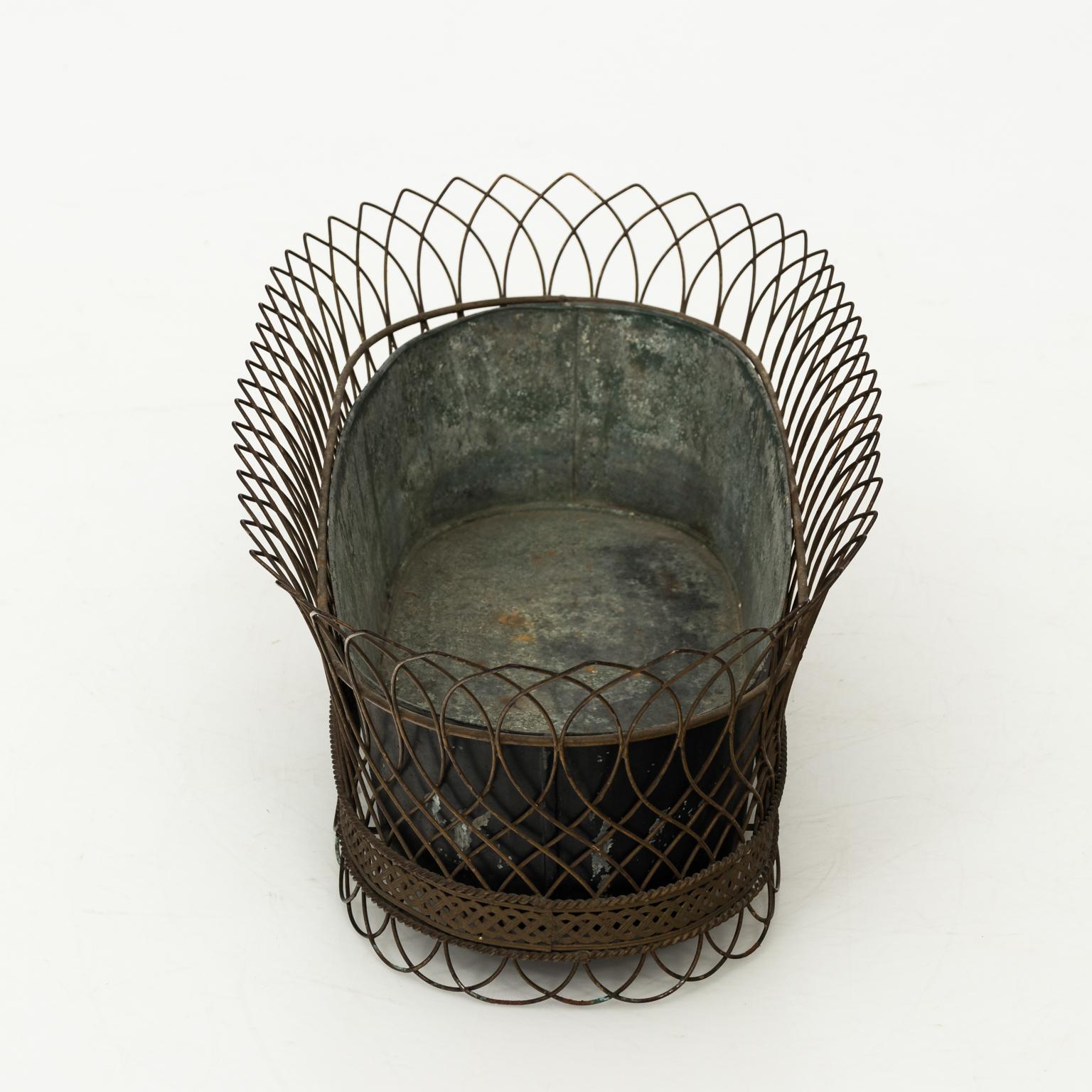 Iron 1950s Woven Wire Decorative Basket