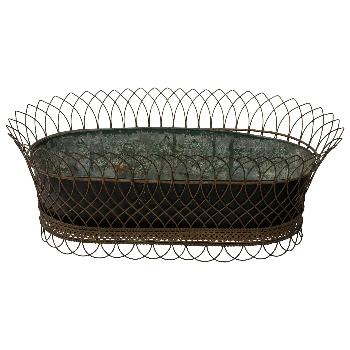 1950s Woven Wire Decorative Basket