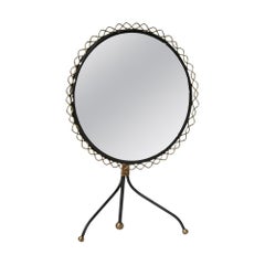 1950s Wrought Iron and Brass Table Mirror by Hans-Agne Jakobbson 1950s Wrought Iron and Brass Table Mirror by Hans-Agne Jakobbson