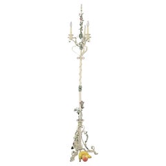 1950s Wrought Iron and Tole Tall Floor Lamp , Italy