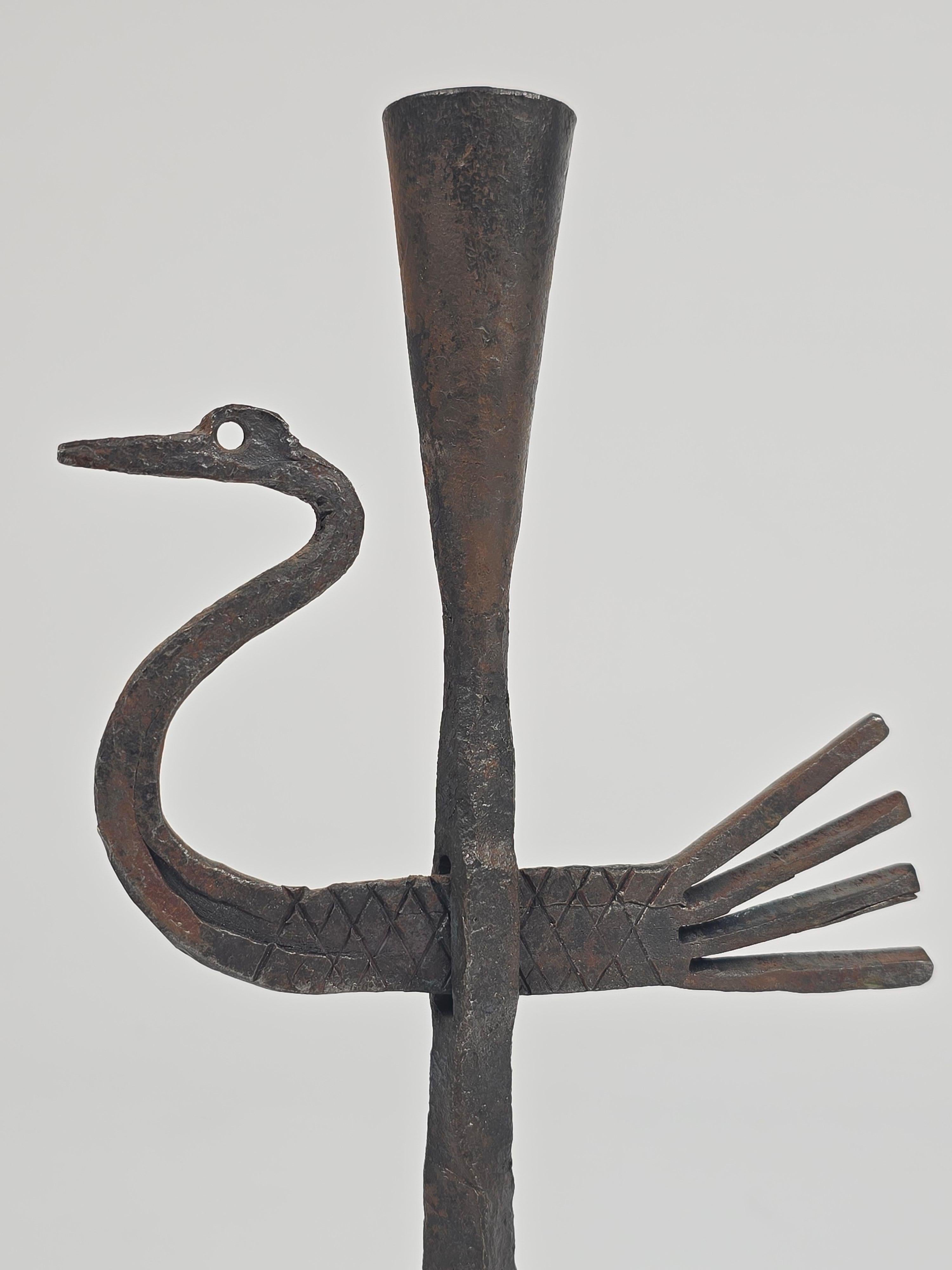 1950s Wrought Iron Bird Candelstick from Jean Touret , Atelier Marolles, France For Sale 6
