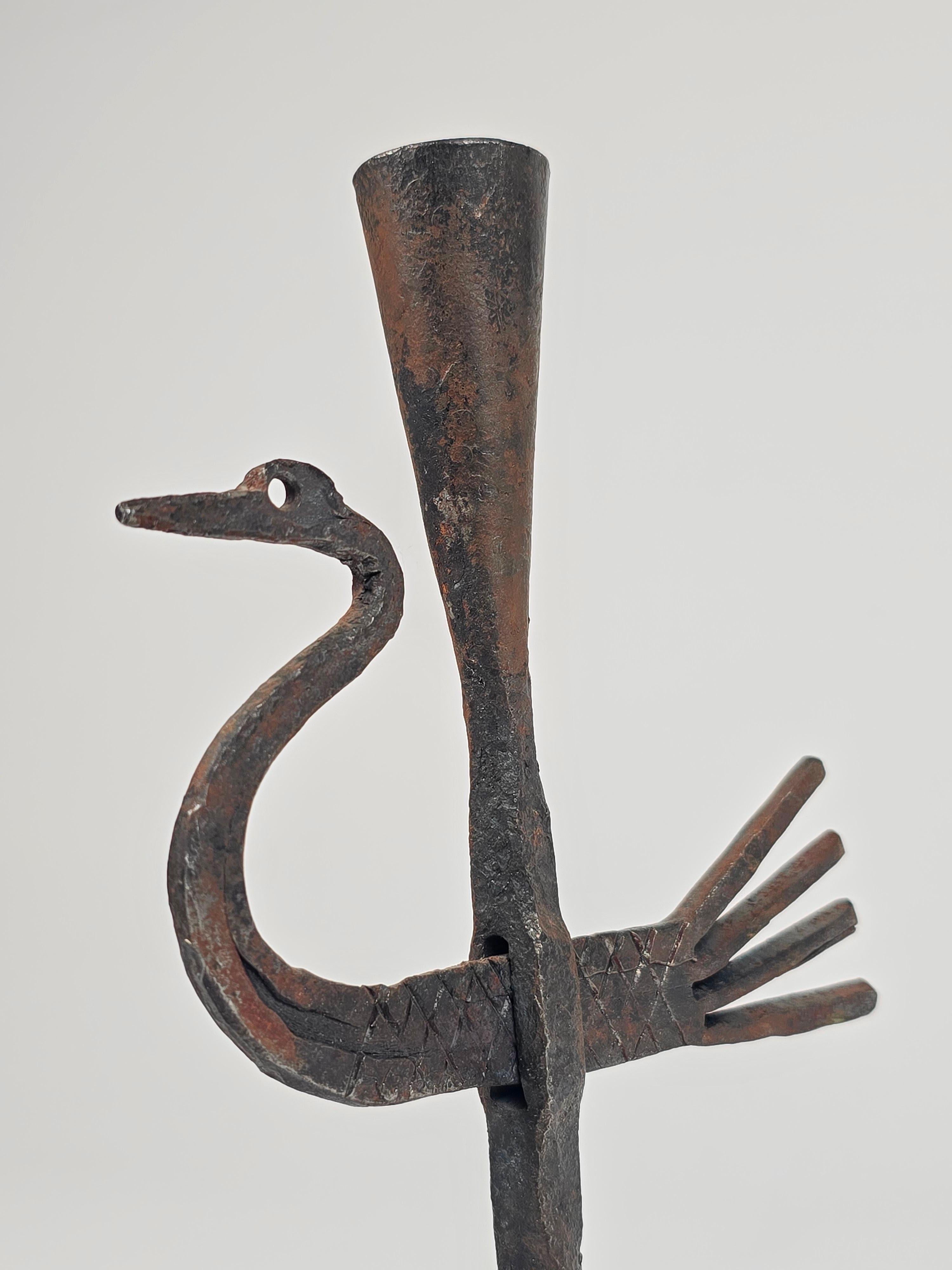 1950s Wrought Iron Bird Candelstick from Jean Touret , Atelier Marolles, France For Sale 8