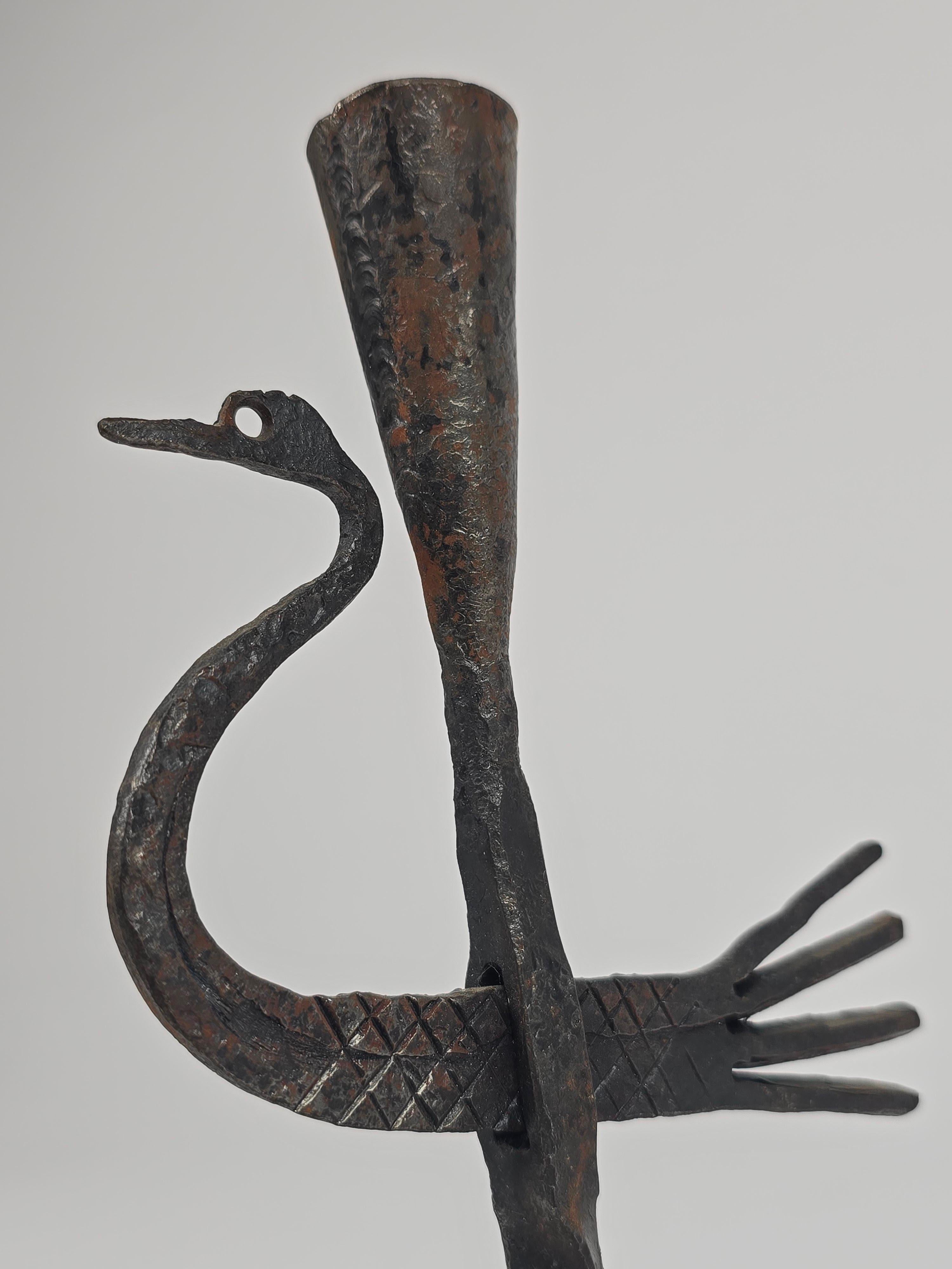 1950s Wrought Iron Bird Candelstick from Jean Touret , Atelier Marolles, France For Sale 9