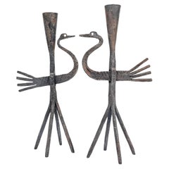 1950s Wrought Iron Bird Candelstick from Jean Touret , Atelier Marolles, France