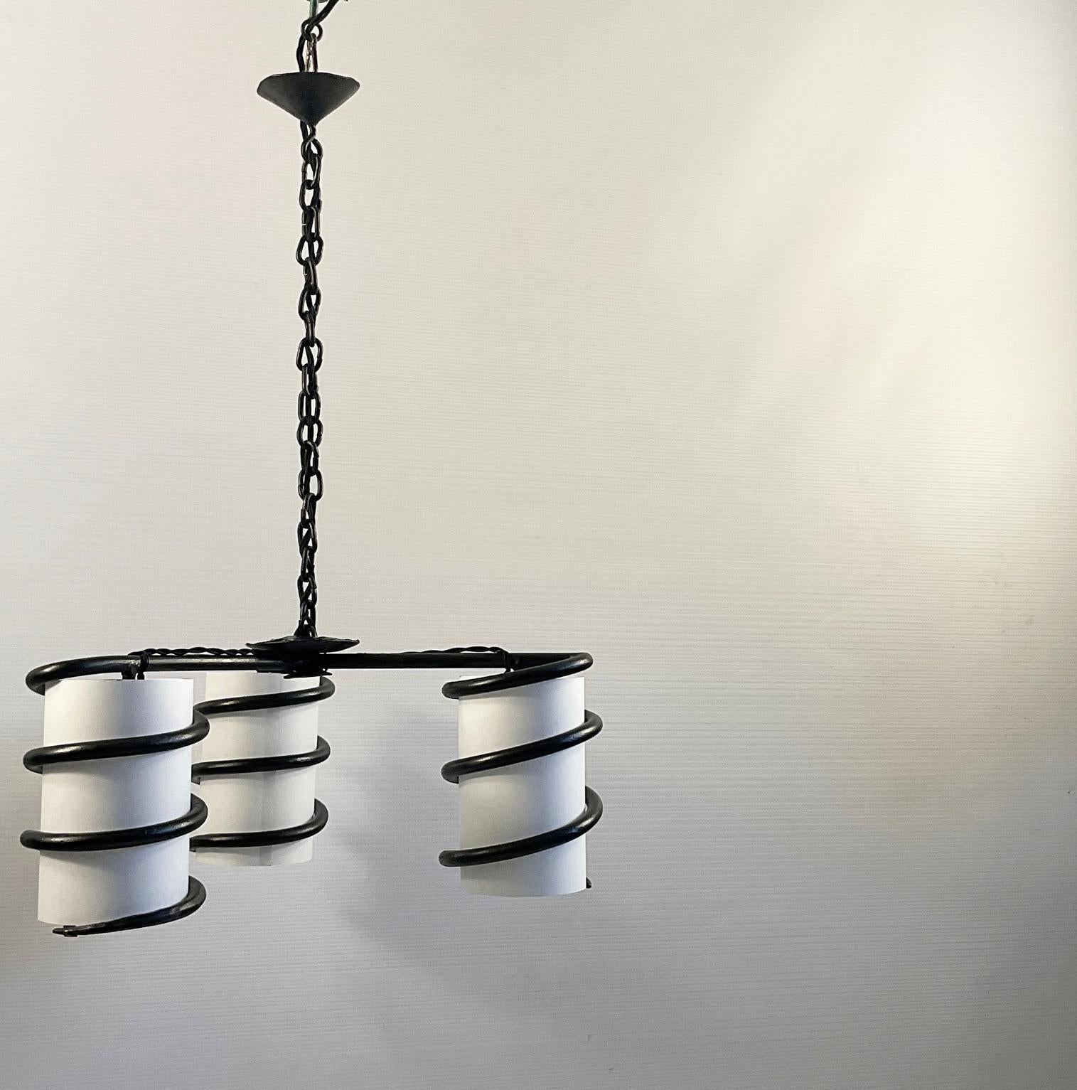 1950s Wrought Iron Chandelier Attributed to Jean Touret and the Atelier Marolles 5