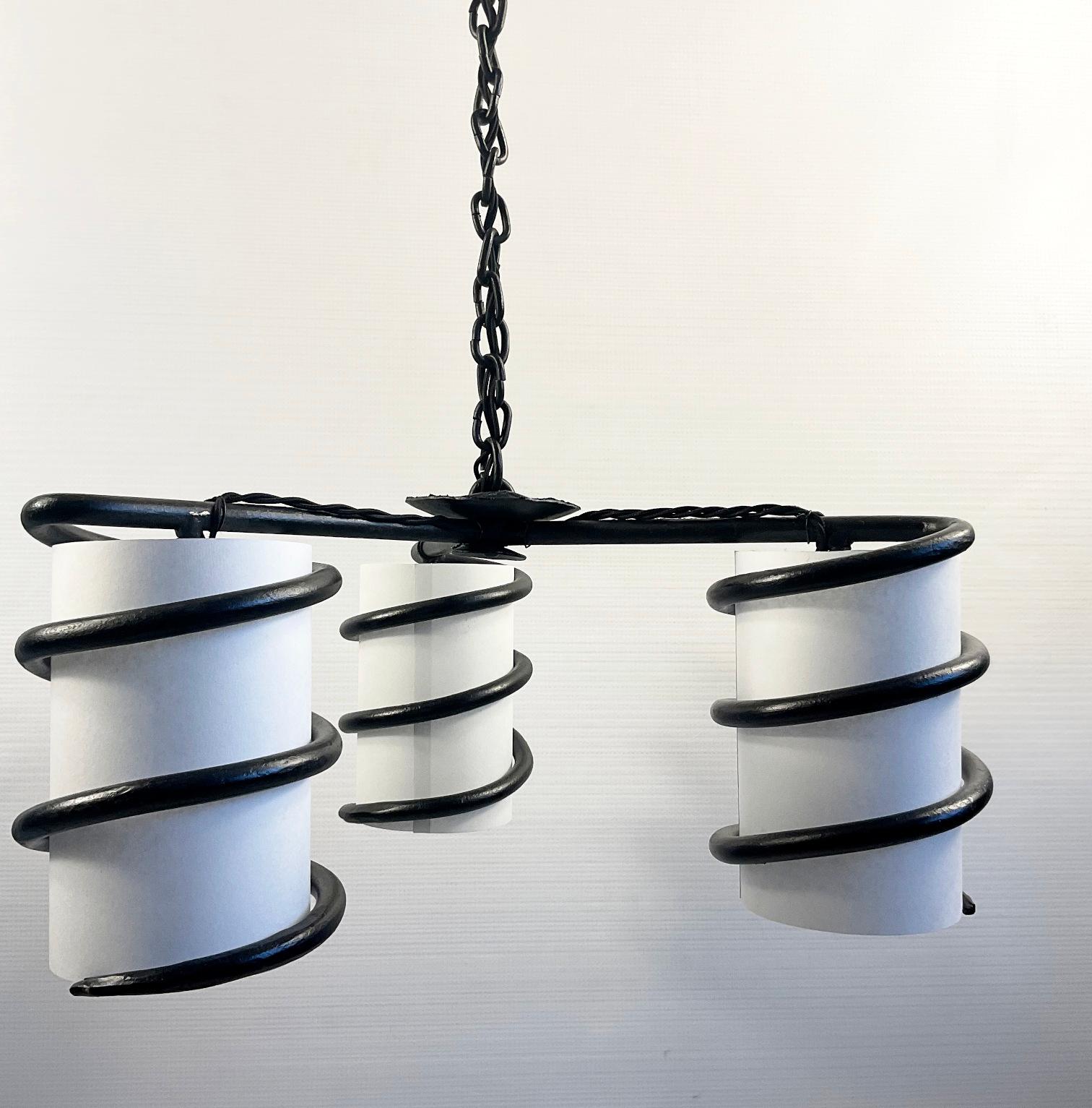 1950s Wrought Iron Chandelier Attributed to Jean Touret and the Atelier Marolles 6