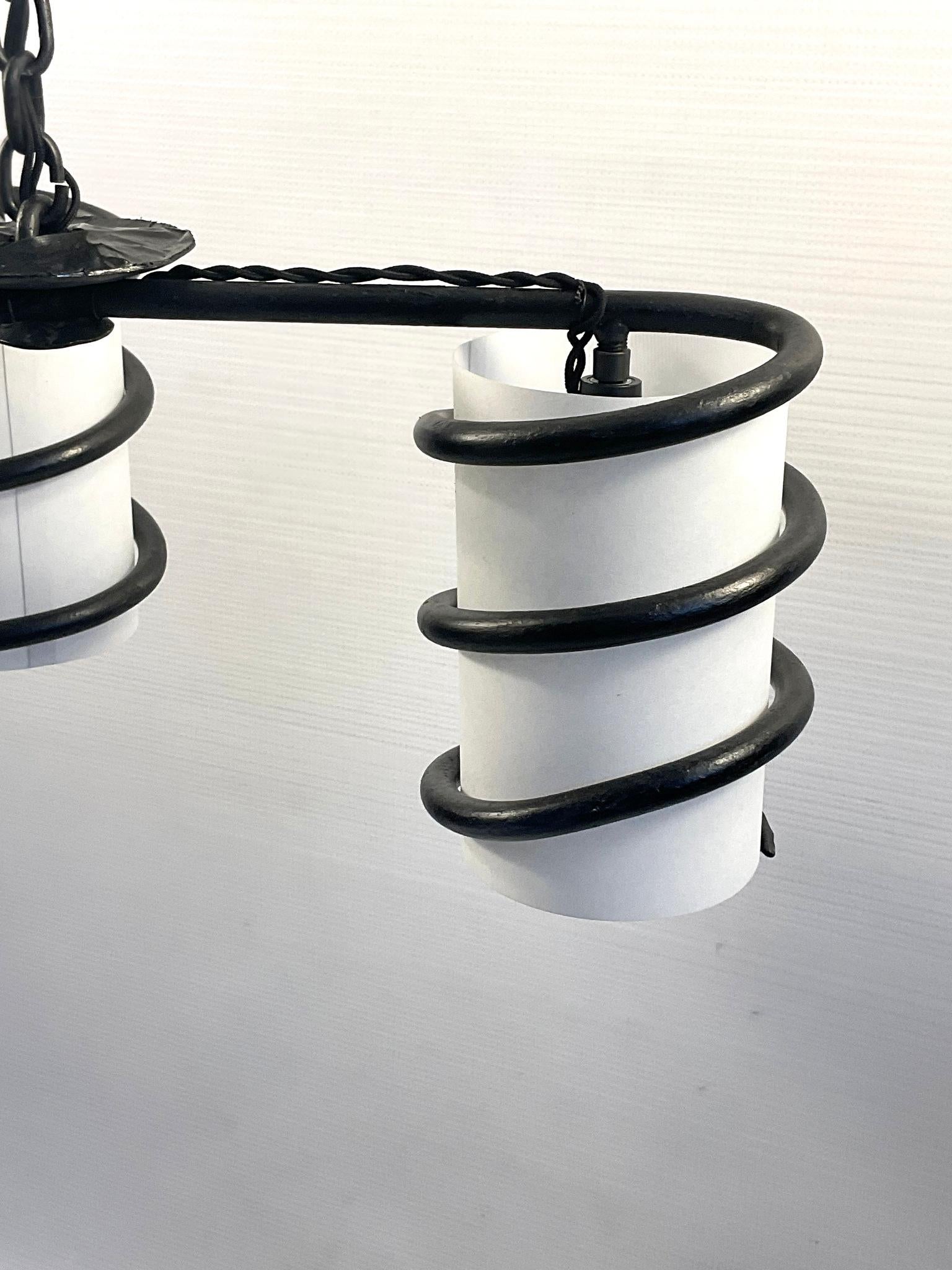 1950s Wrought Iron Chandelier Attributed to Jean Touret and the Atelier Marolles 2