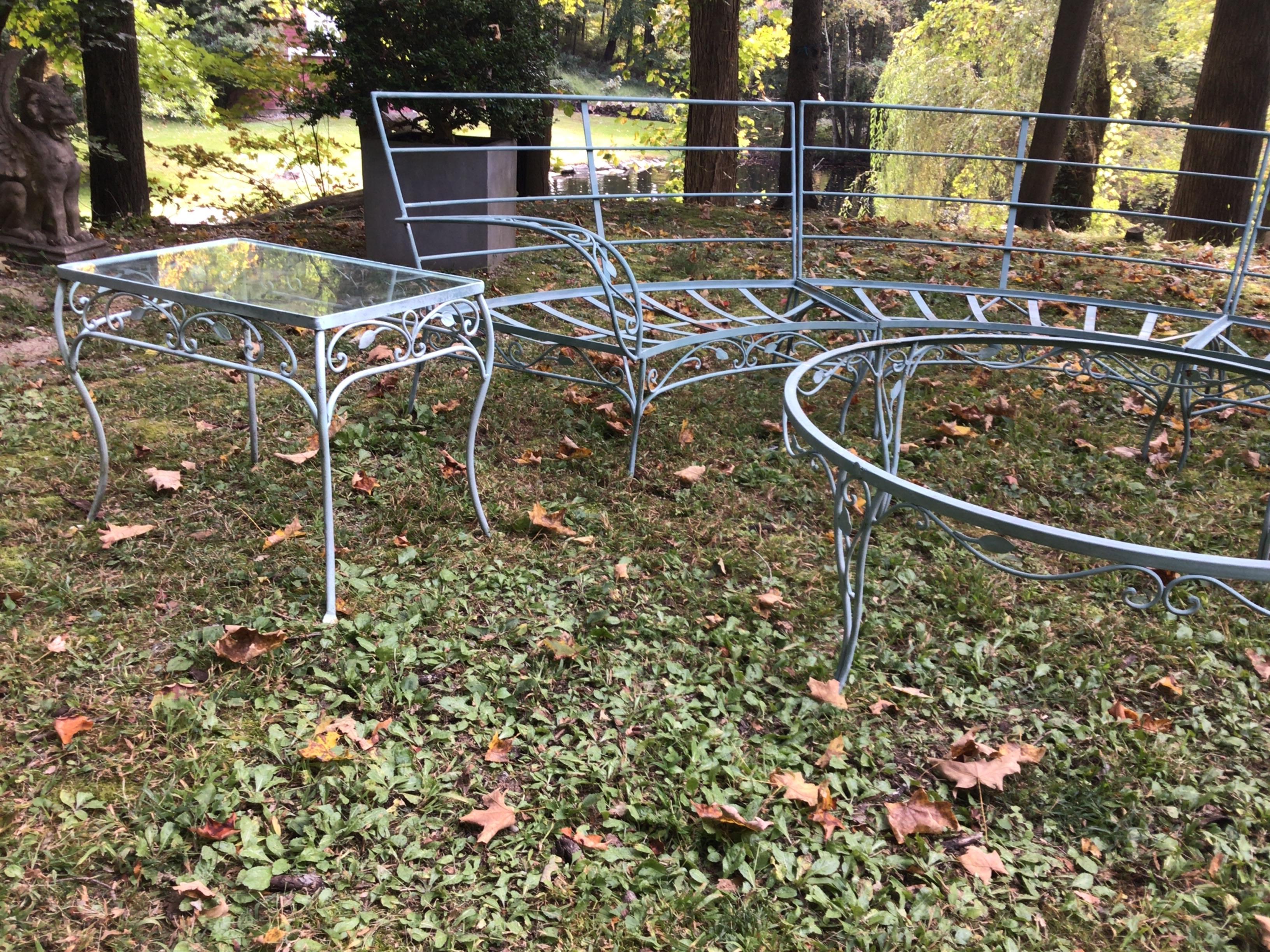 Milieu du XXe siècle Fer forgé des années 1950  Canapé courbé Garden Set en vente