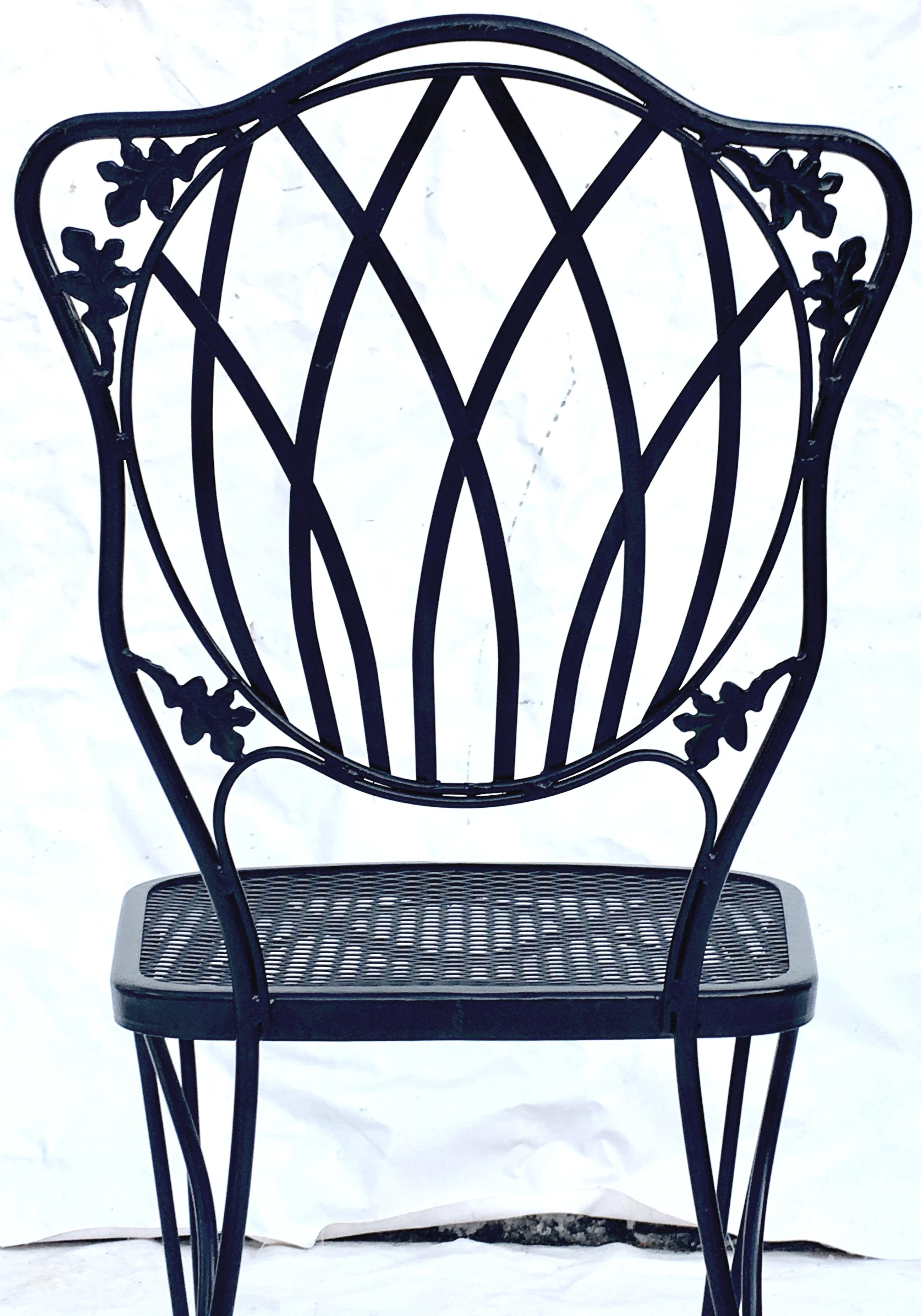 20th Century 1950'S Wrought Iron Mesh Floral & Vine Chairs By Woodard-S/5 For Sale