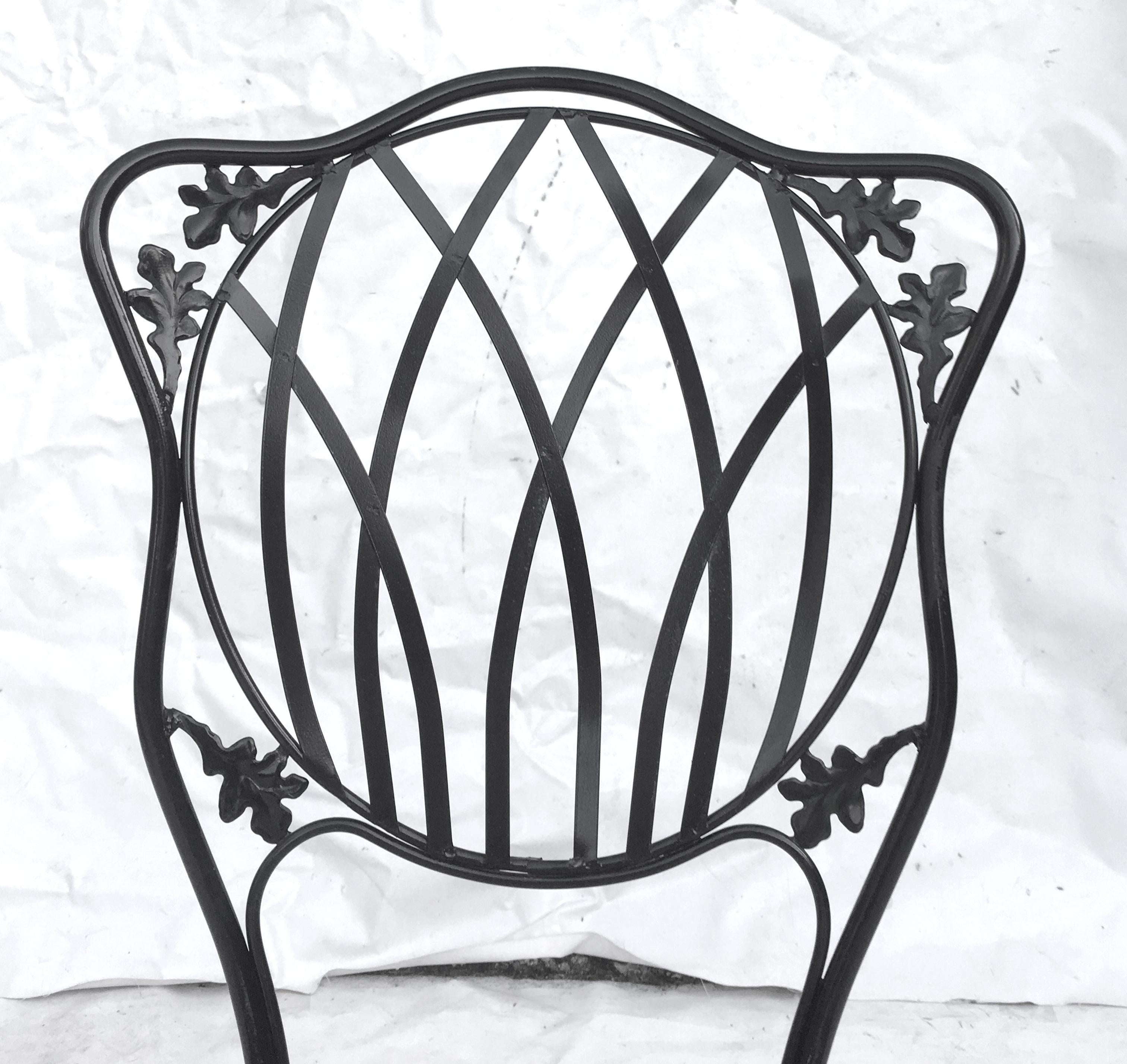 1950'S Wrought Iron Mesh Floral & Vine Chairs By Woodard-S/5 For Sale 2