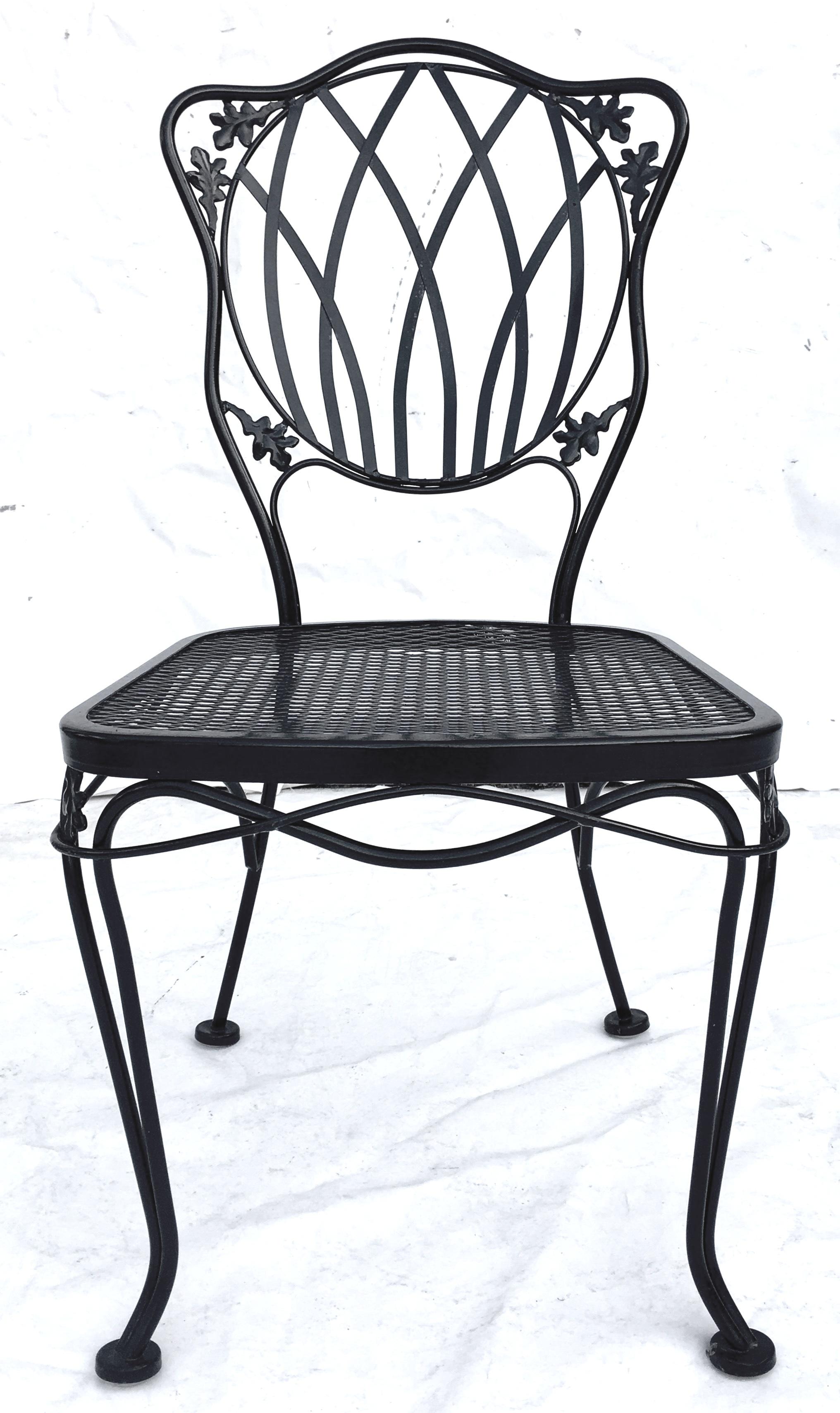 Mid-Century Modern 1950'S Wrought Iron Mesh Floral & Vine Chairs By Woodard-S/5 For Sale