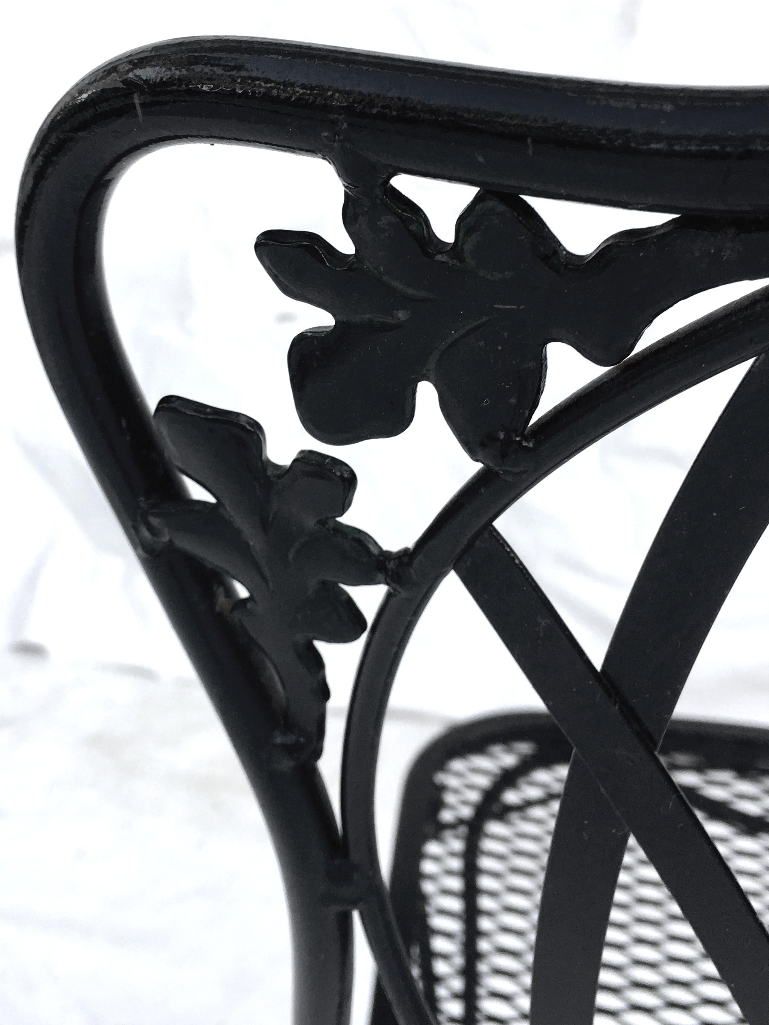 1950'S Wrought Iron Mesh Floral & Vine Chairs By Woodard-S/5 For Sale 6