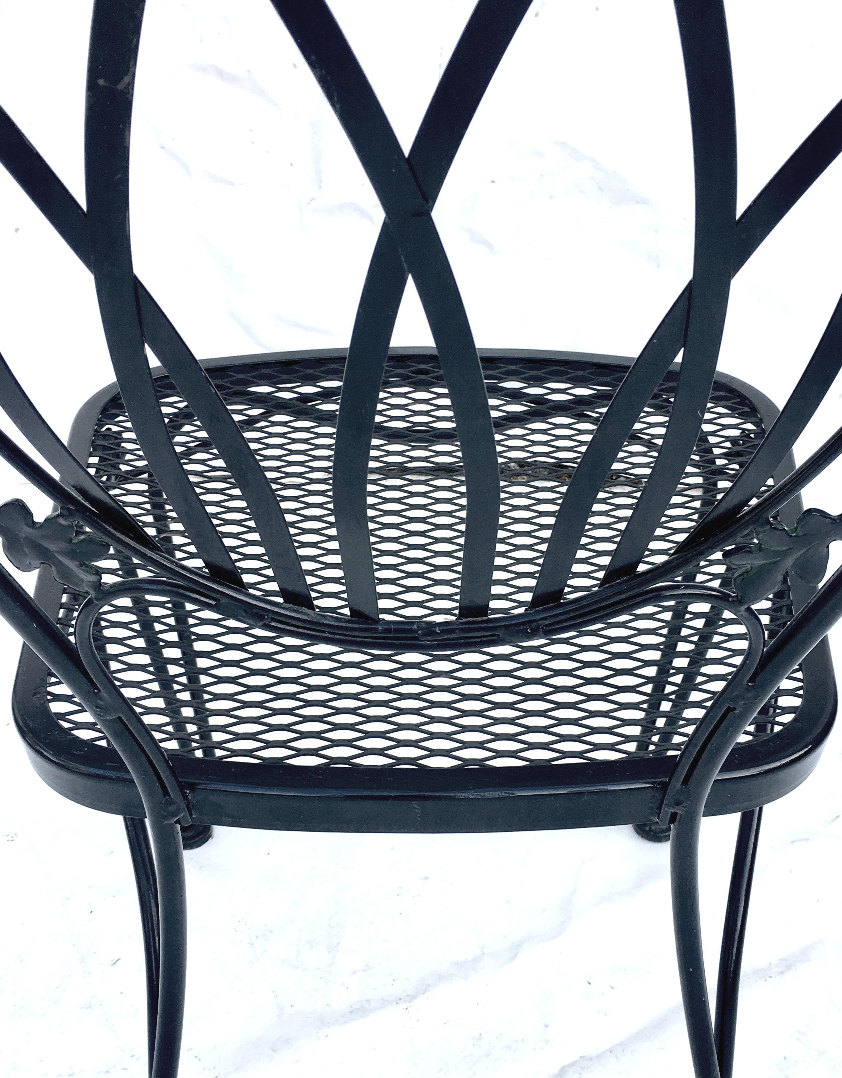1950'S Wrought Iron Mesh Floral & Vine Chairs By Woodard-S/5 For Sale 3