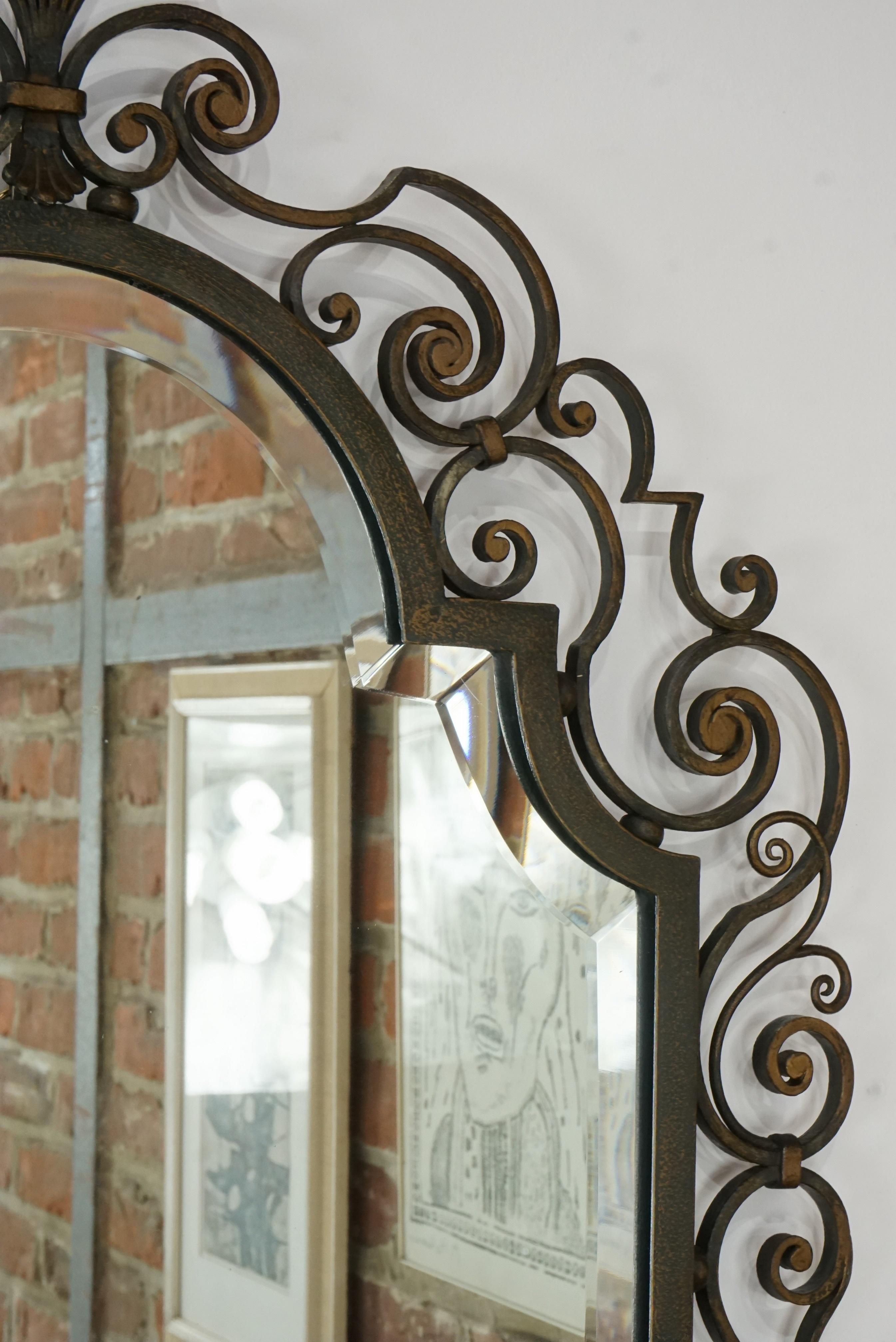 1950s French Design Wrought Iron And Beveled Mirror In Excellent Condition In Tourcoing, FR