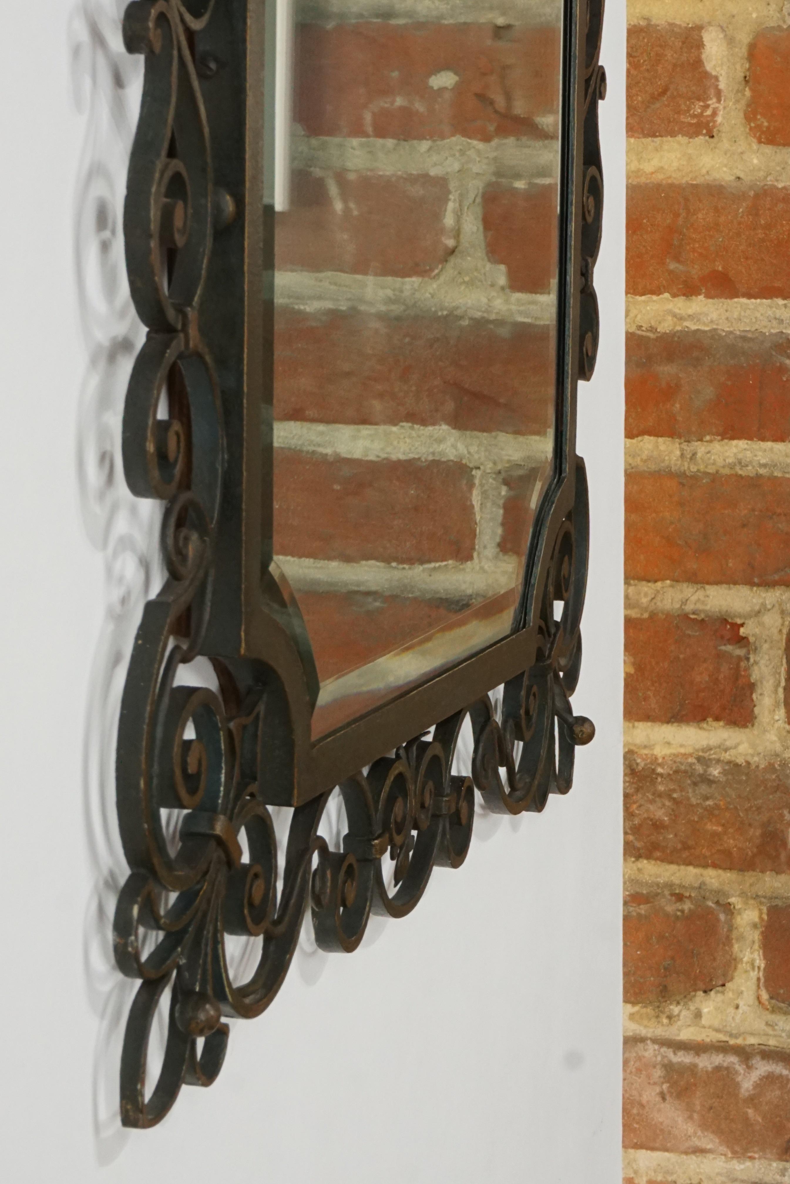 1950s French Design Wrought Iron And Beveled Mirror 4