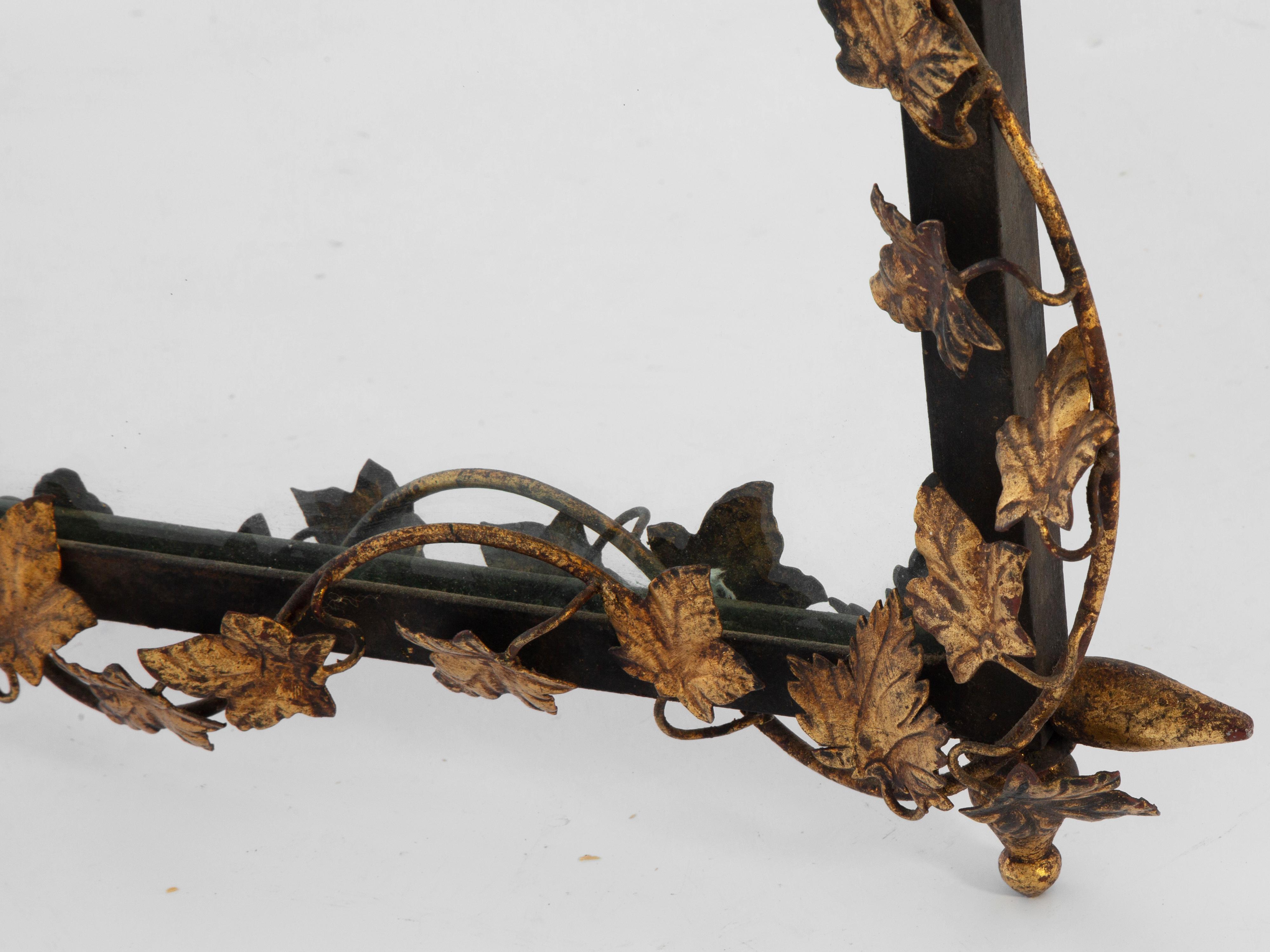 20th Century 1950s Wrought Iron Mirror with Gilded Iron Foliate Vine Frame by Palladio