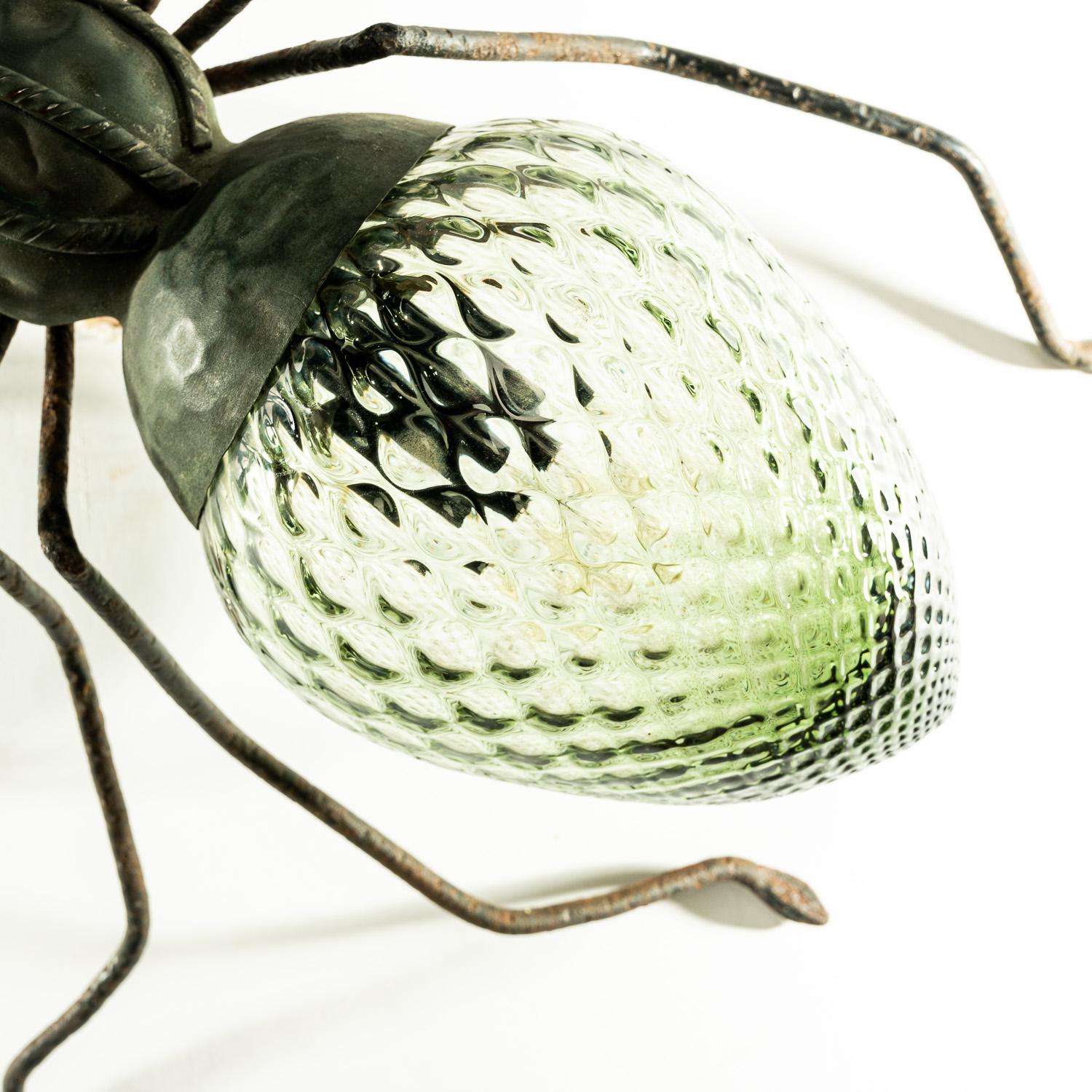 Italian 1950's Wrought Iron & Murano Glass Brutalist Spider