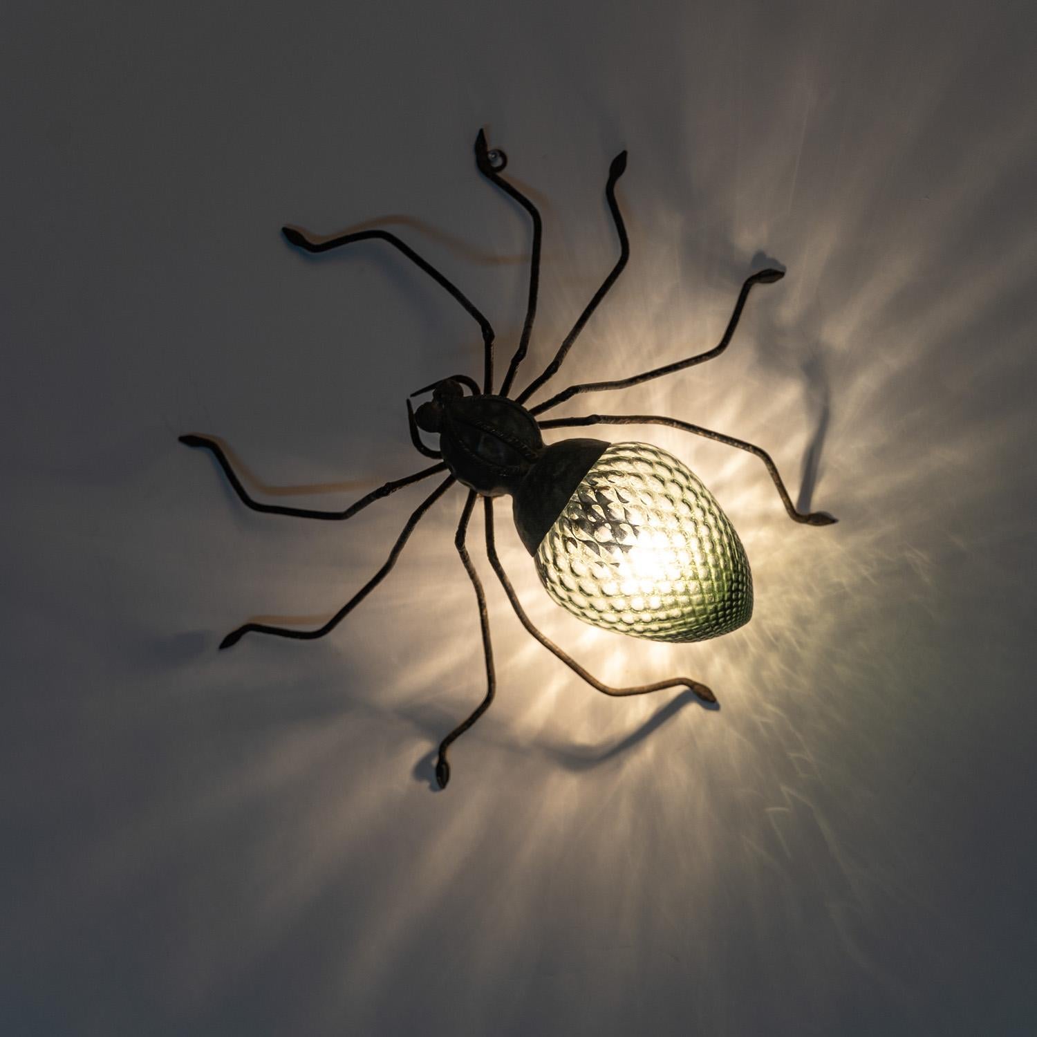 1950's Wrought Iron & Murano Glass Brutalist Spider 4